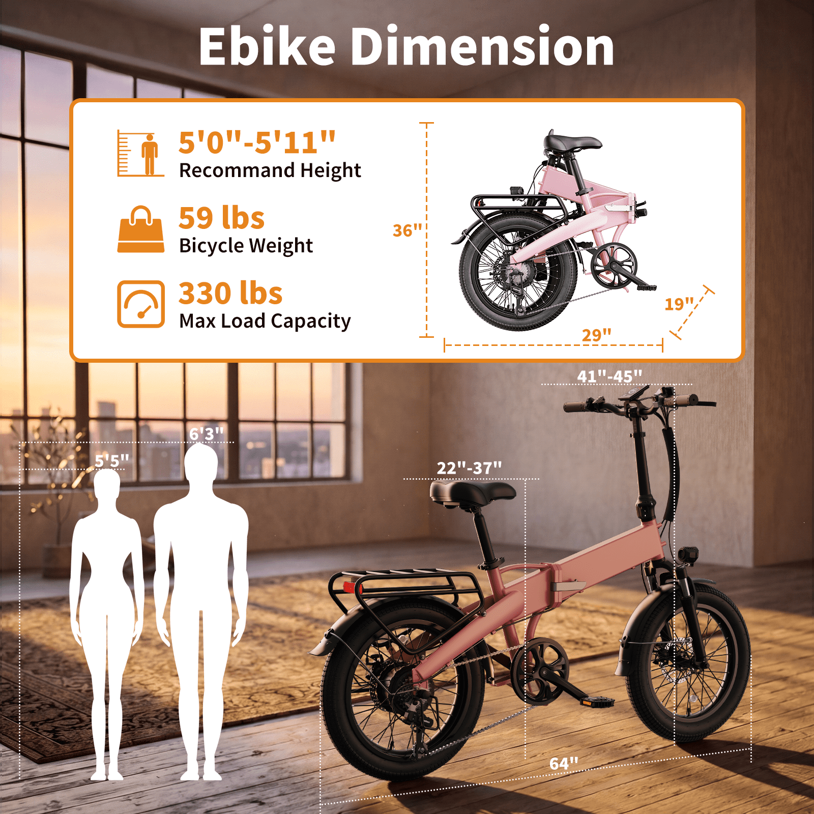 YareYi Electric Bicycle for Adults, Folding E-Bike with 750W Motor, 48V Battery, 25 MPH Speed (Pink, 20 in) ufsul