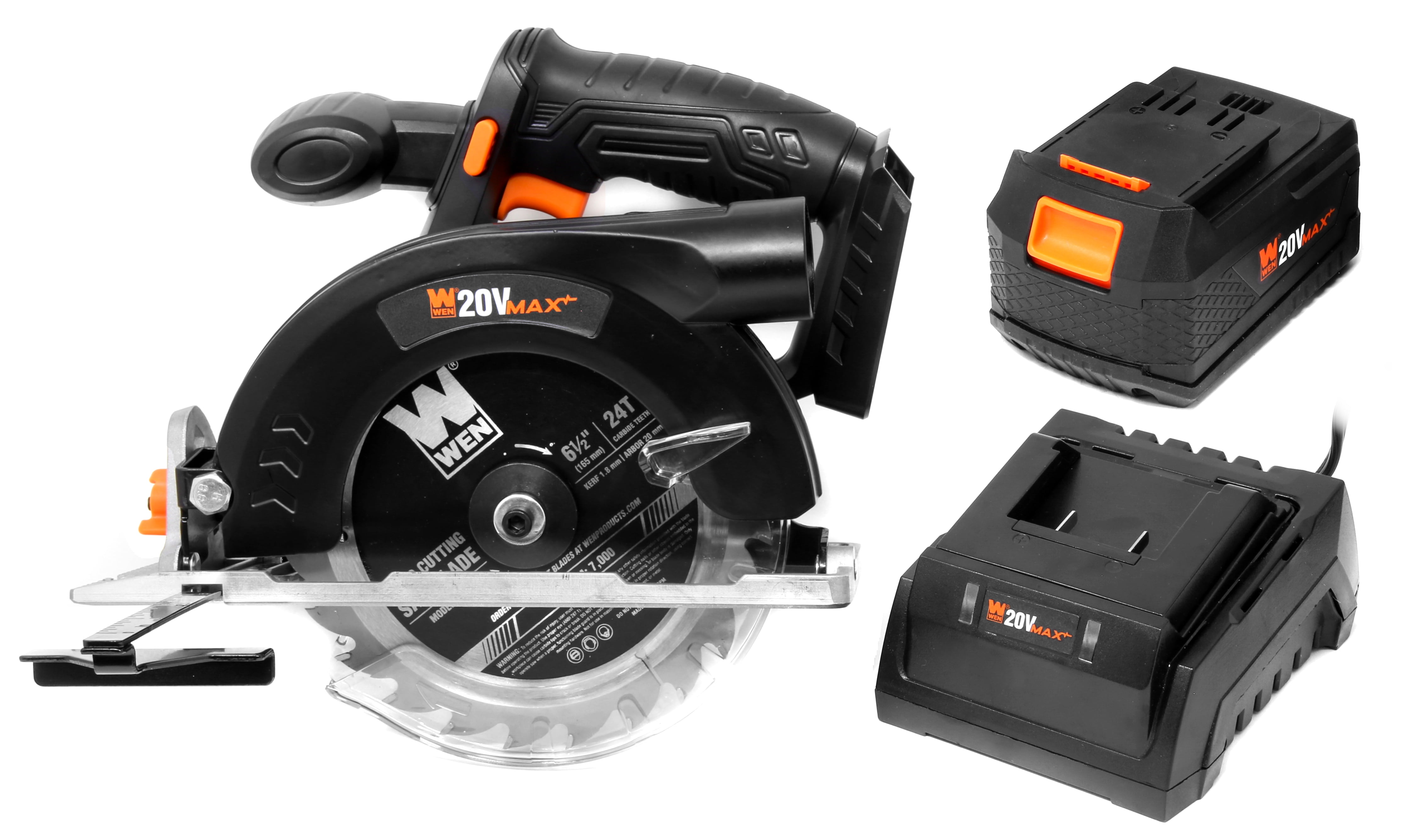 WEN 20V Max 6.5-Inch Cordless Circular Saw Kit with 4.0 Ah Lithium-Ion Battery and Charger (Black, 6.5 in) zjygh