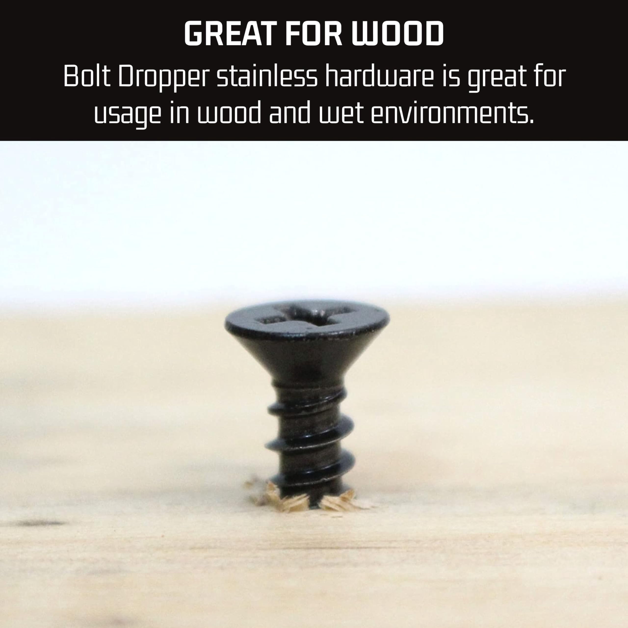 Bolt Dropper #8 x 1-1/2-Inch Wood Screws (Black, 100 Pack) d3g51