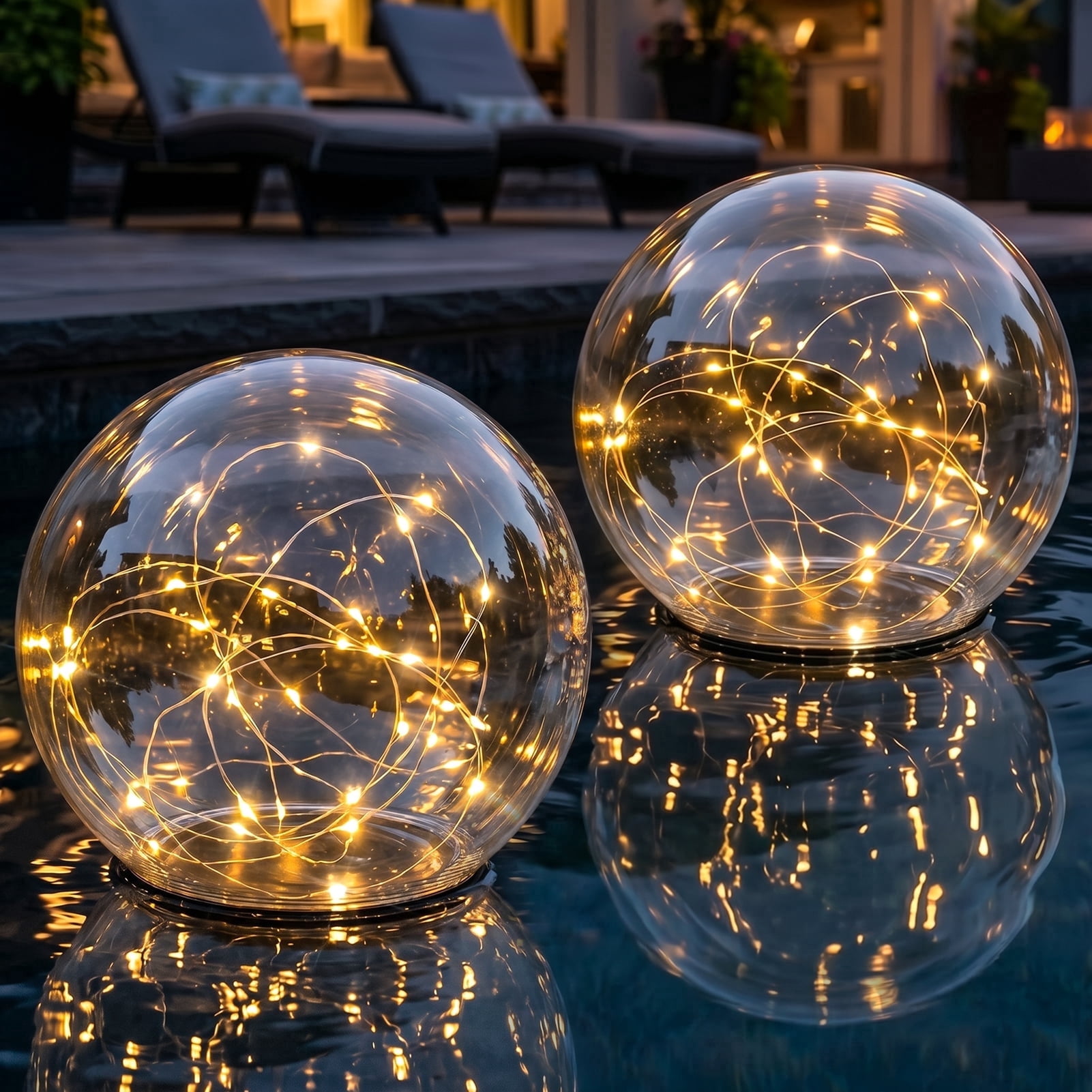 NiceBuy Solar Floating LED Garden Lights, Waterproof Outdoor Decor for Pools and Patios (White, 7.4 in, 2-Pack) w1edr