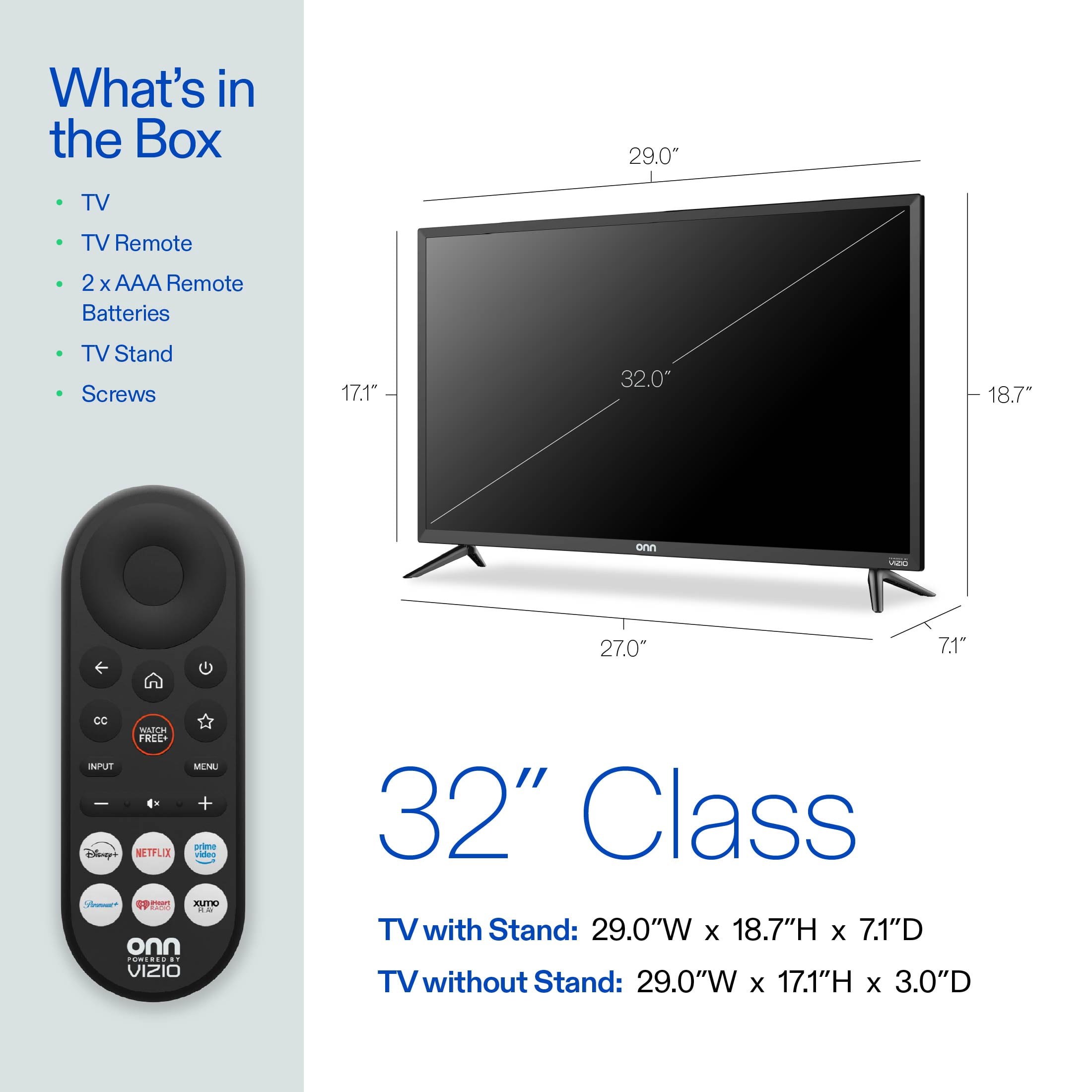 onn 32-inch Class 720P HD Smart LED Television Powered by VIZIO (Black, 32 in) t8yb6