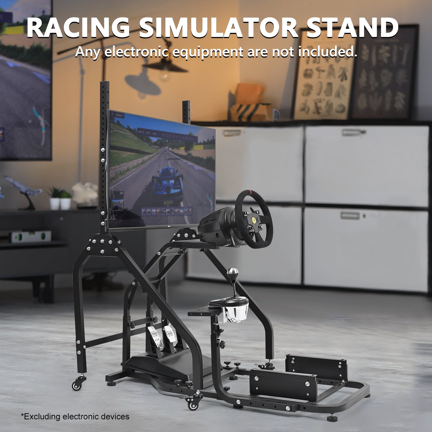 Marada Racing Simulator Cockpit with Single Monitor Mount (Black, 250 lb Capacity) f8cbe