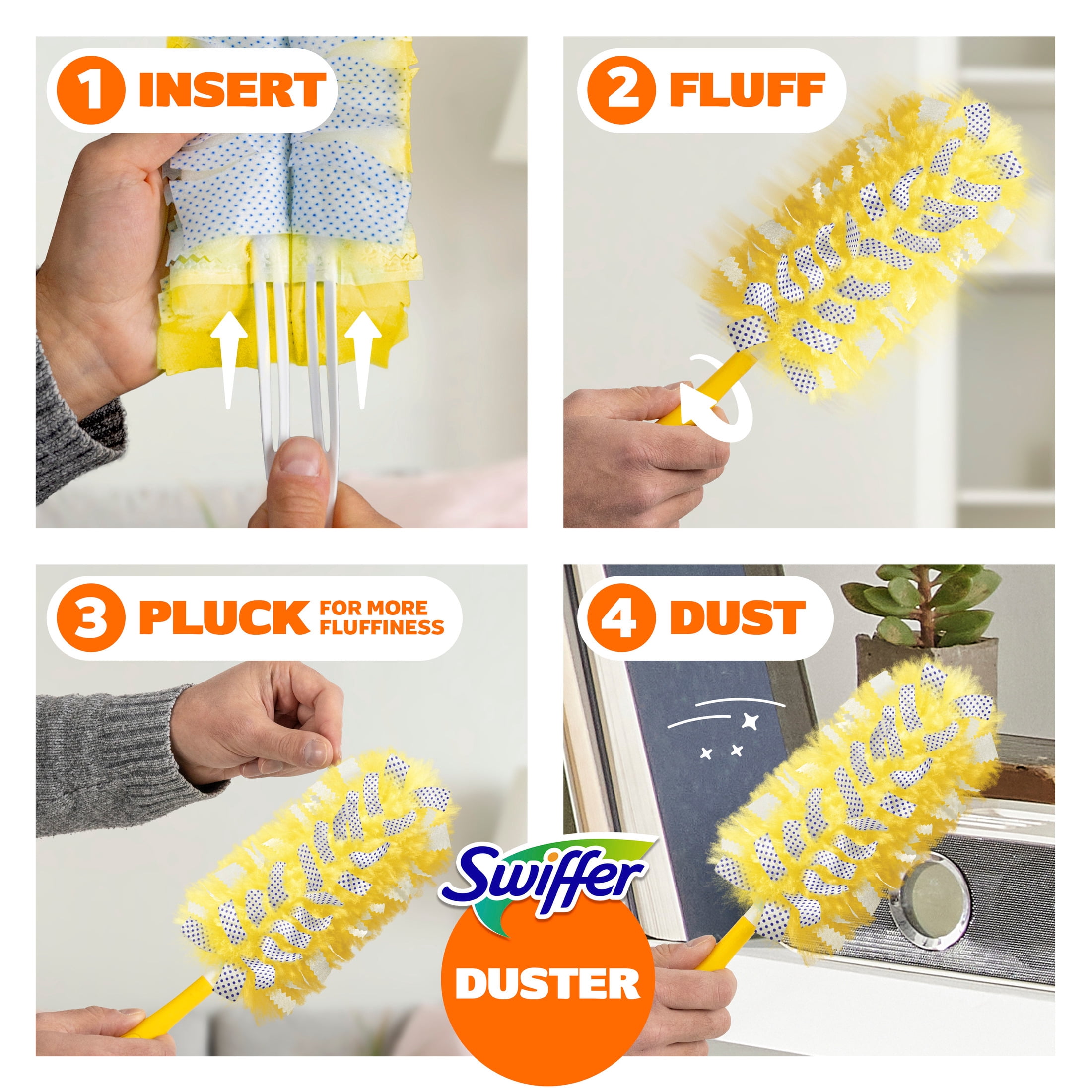Swiffer Heavy Duty Extendable Duster Kit with Refills (Unscented, 3 ft Handle, 3 Count) pegya
