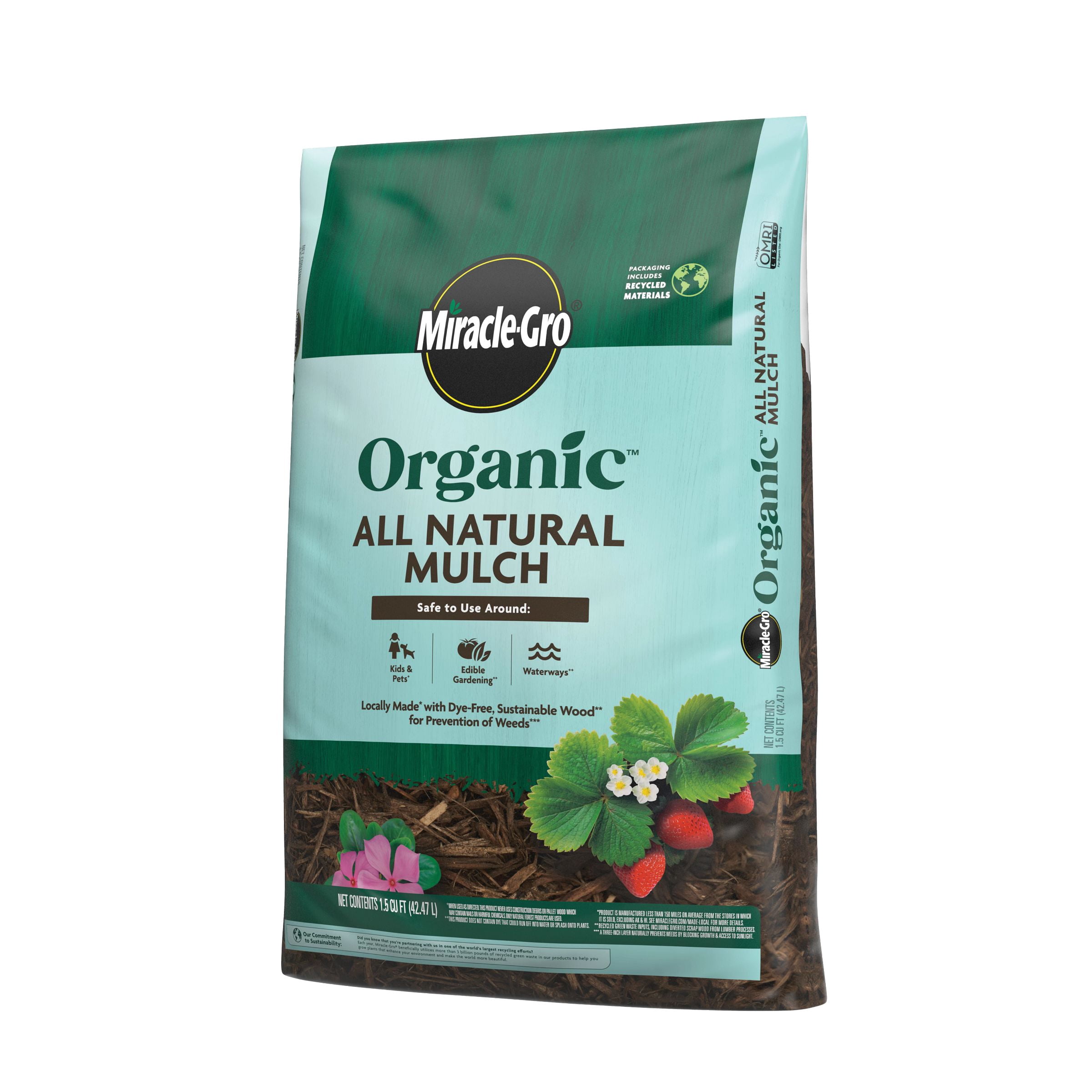 Miracle-Gro Organic All Natural Mulch for Gardening and Landscaping (Brown, 1.5 cu. ft.) 5f1uc