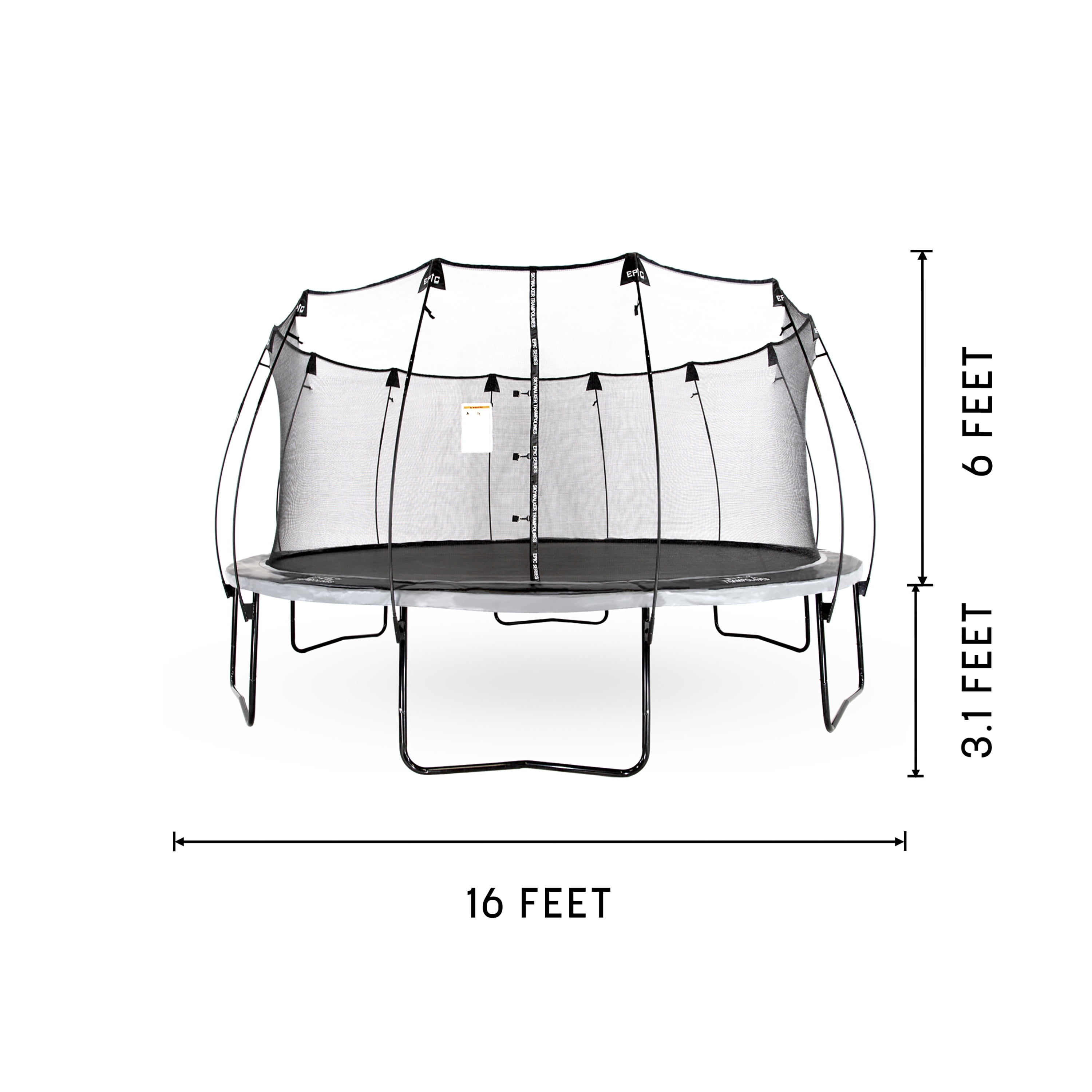 Skywalker Trampolines 16ft Round Epic Series Trampoline (Black, 16 ft) 16gjs