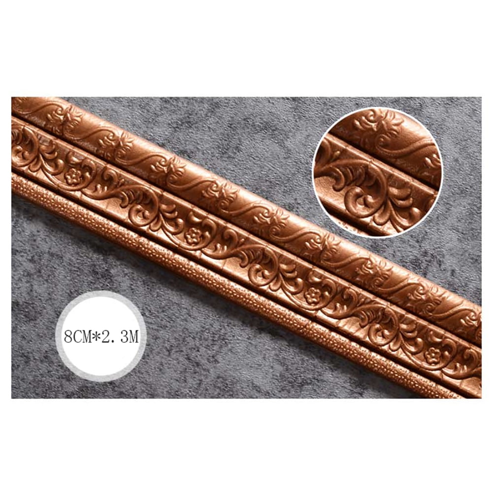 Orchip Self-Adhesive Flexible Foam Molding Trim, Peel and Stick Wall Border for Home Decor (Brown, 3 Rolls, 90 in x 3 in) 5zpha