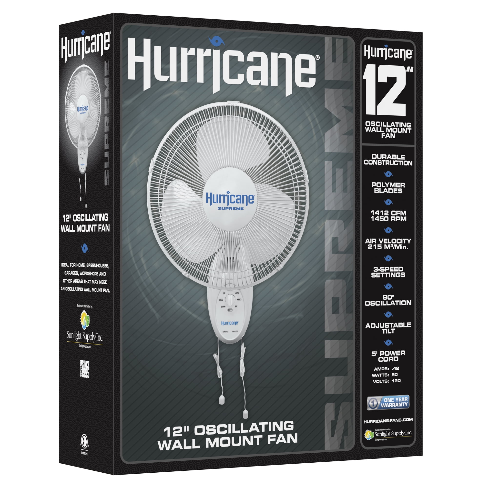 Hurricane Supreme 12 Inch Oscillating Wall Mount Fan (White, 12 in) kgolw