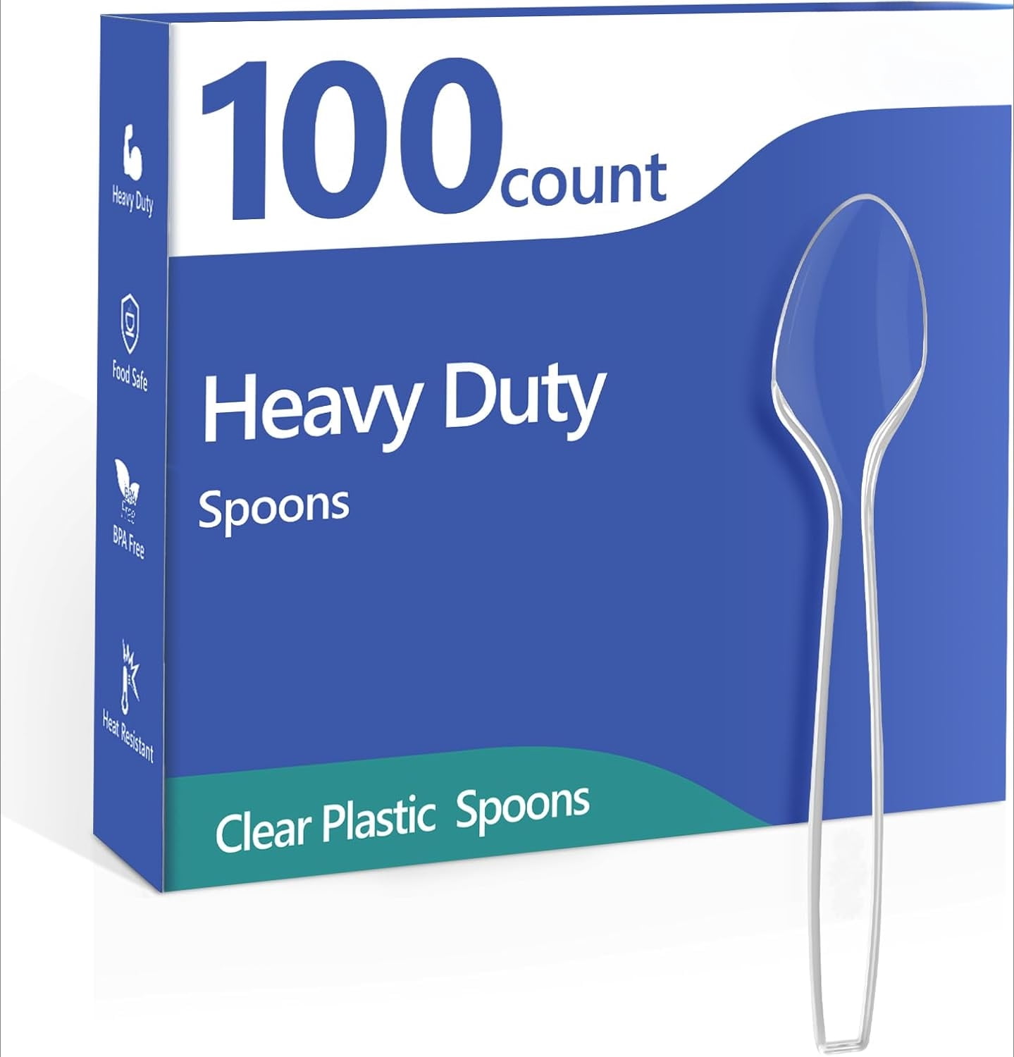 Generic Plastic Spoons Heavy Duty Disposable Cutlery for Parties and Events (Clear, 100 Count) na44w