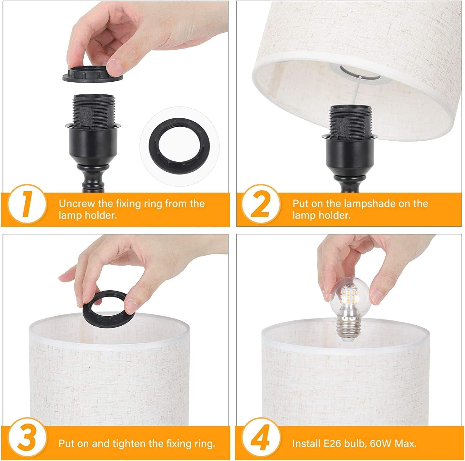 OLOV Touch Control Bedside Lamps with Dual USB Charging Ports (Black, 2 Pack) vl28j