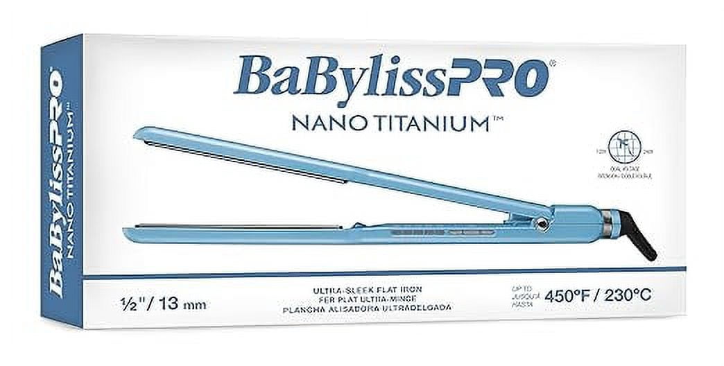 BaBylissPRO Nano Titanium Ultra-Sleek Hair Straightener (Blue, 0.5 in) 2sl6e