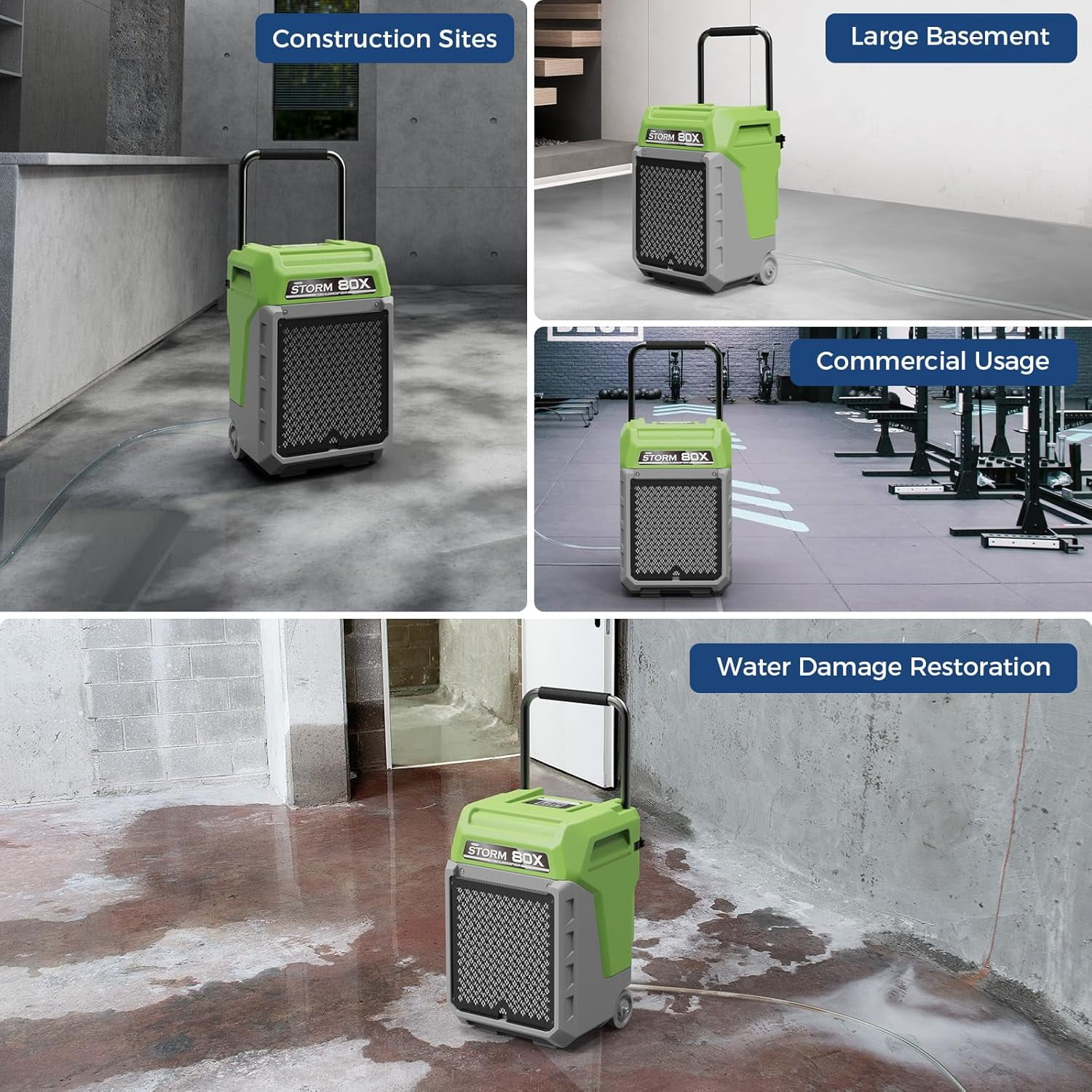 AlorAir Commercial LGR Dehumidifier with Pump and Drain Hose (Green, 170 Pints) k65ns