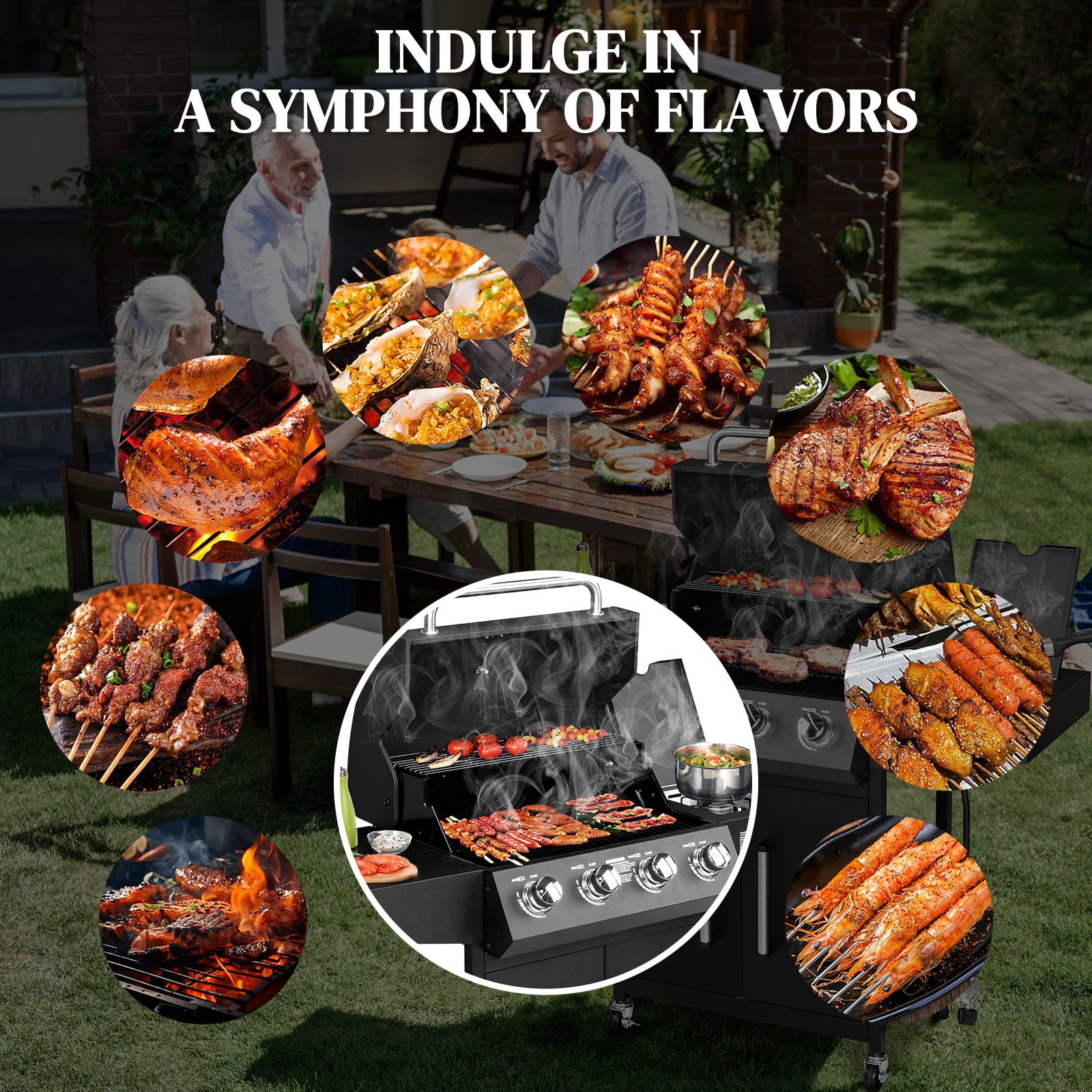 iTopRoad Propane Gas Grill with Side Stove (58000 BTU, Outdoor Cooking Station) 5v0qi