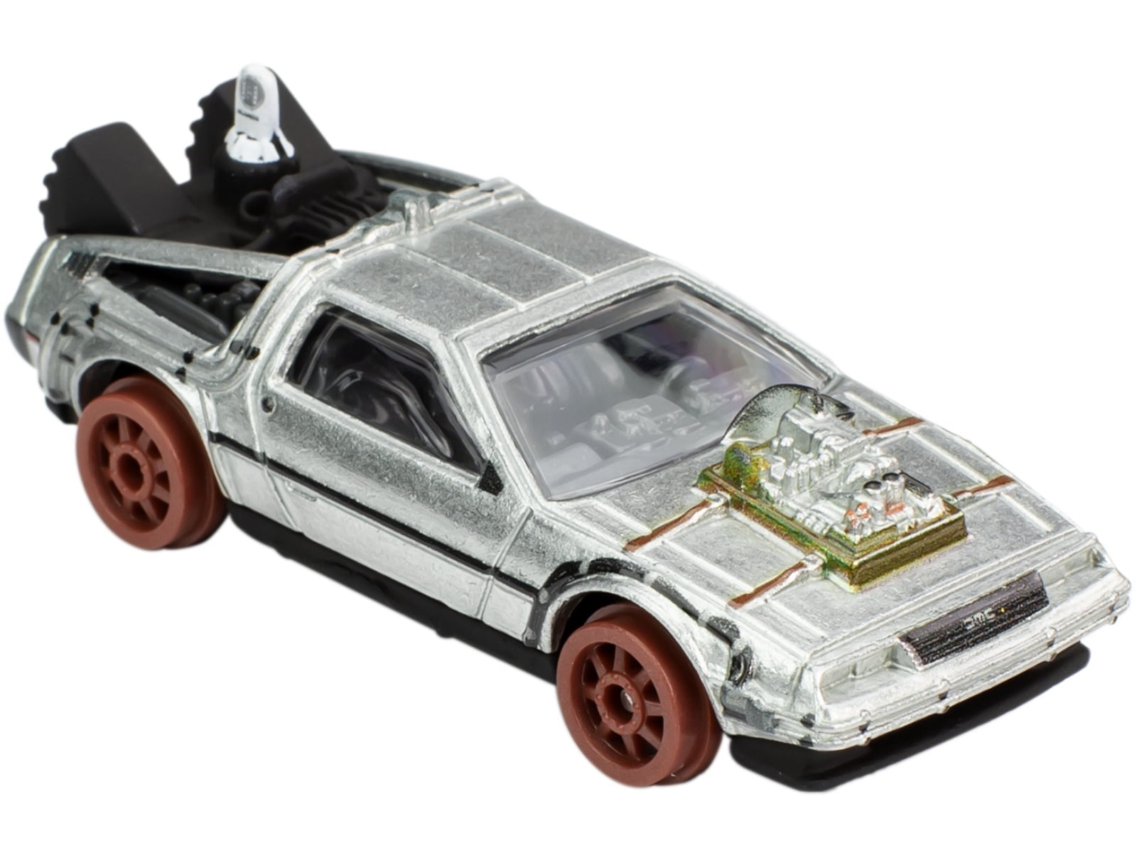 Hot Wheels Back to the Future Part III Time Machine Railroad Version Diecast Model Car (Brushed Metal, 2.75 in) a7w9f