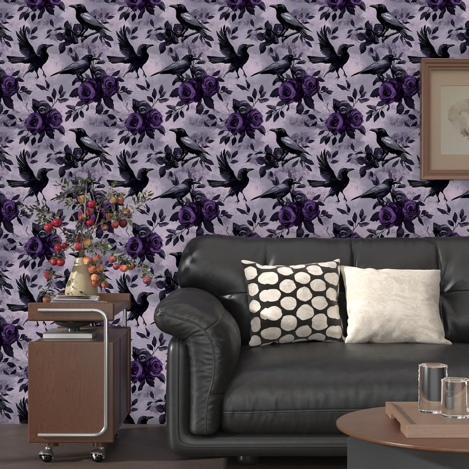 Usachibb Peel and Stick Wallpaper, Crane Bird Floral Contact Paper (Dark Green, 17.5 in x 118 in) 8ncdf