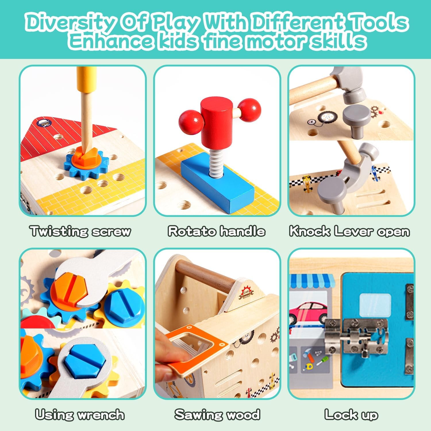 LTONLINE Wooden Kids Tool Set with Workbench and Storage Case (33 Piece Set) r6zcm