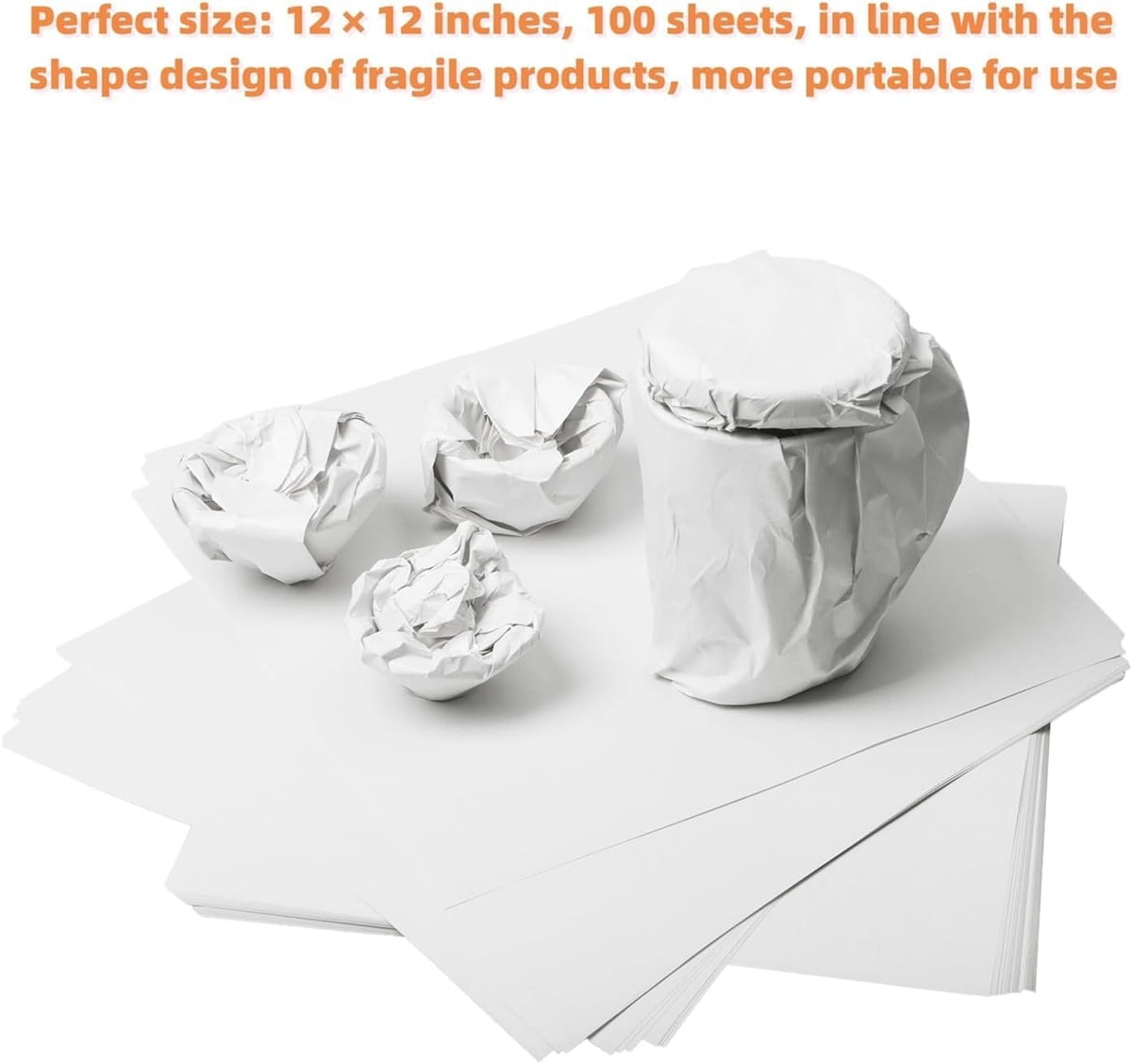 Tutuviw Packing Paper for Moving and Shipping, Protective Newsprint Sheets for Fragile Items (White, 100 Sheets, 12x12 in) jf1mu
