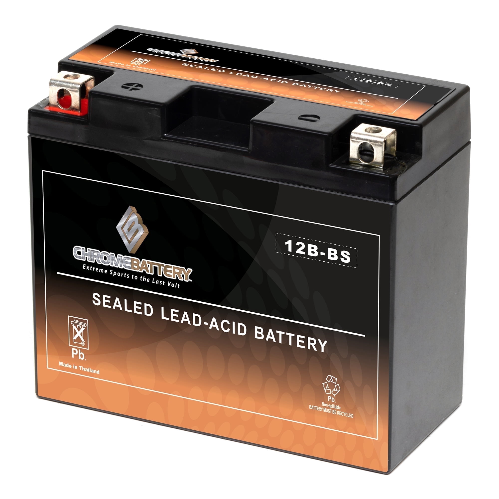 Chrome Battery YT12B-BS AGM Motorcycle Battery for Yamaha YZF-R1 (12 Volts, 10 Ah, 125 CCA) 1aiyz