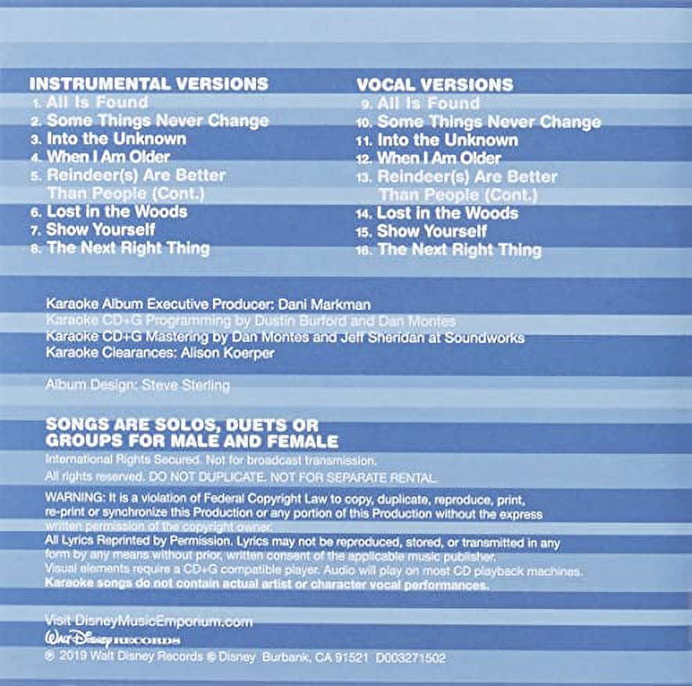 Disney Int'l Frozen 2 Karaoke Series Music CD (1 Pack) n934o