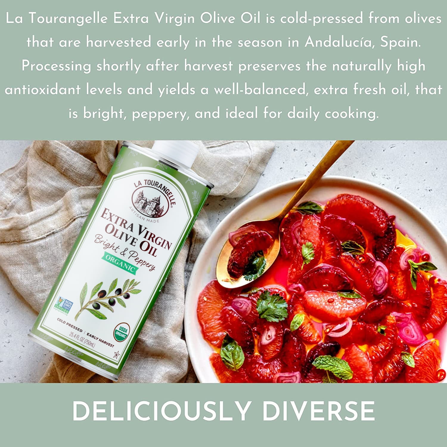 La Tourangelle Organic Extra Virgin Olive Oil, Cold-Pressed Gourmet Cooking Oil (25.4 fl oz) 72vmc