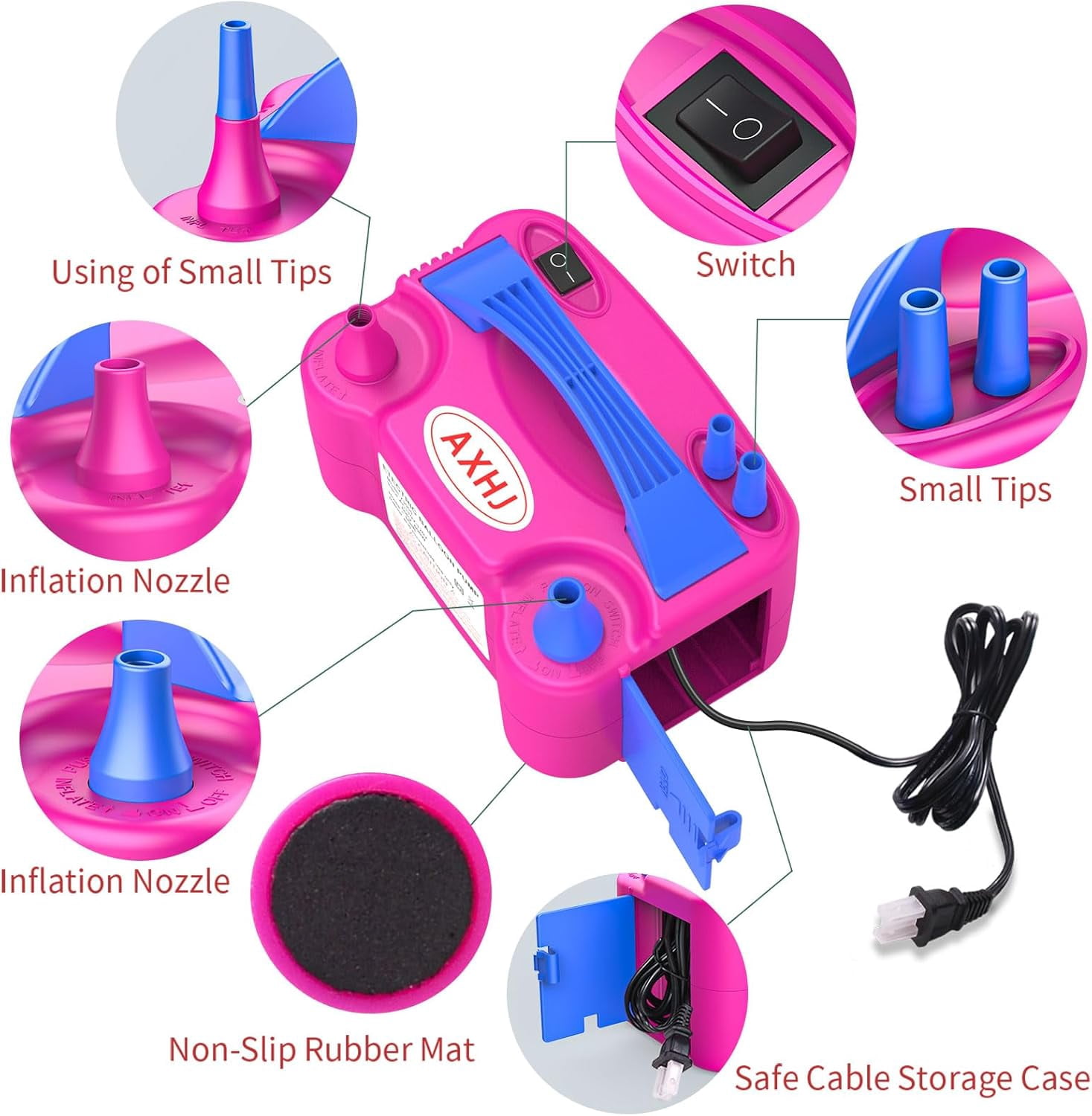 Generic Electric Balloon Pump Dual Nozzle Inflator for Party Decorations (110V) ickjd