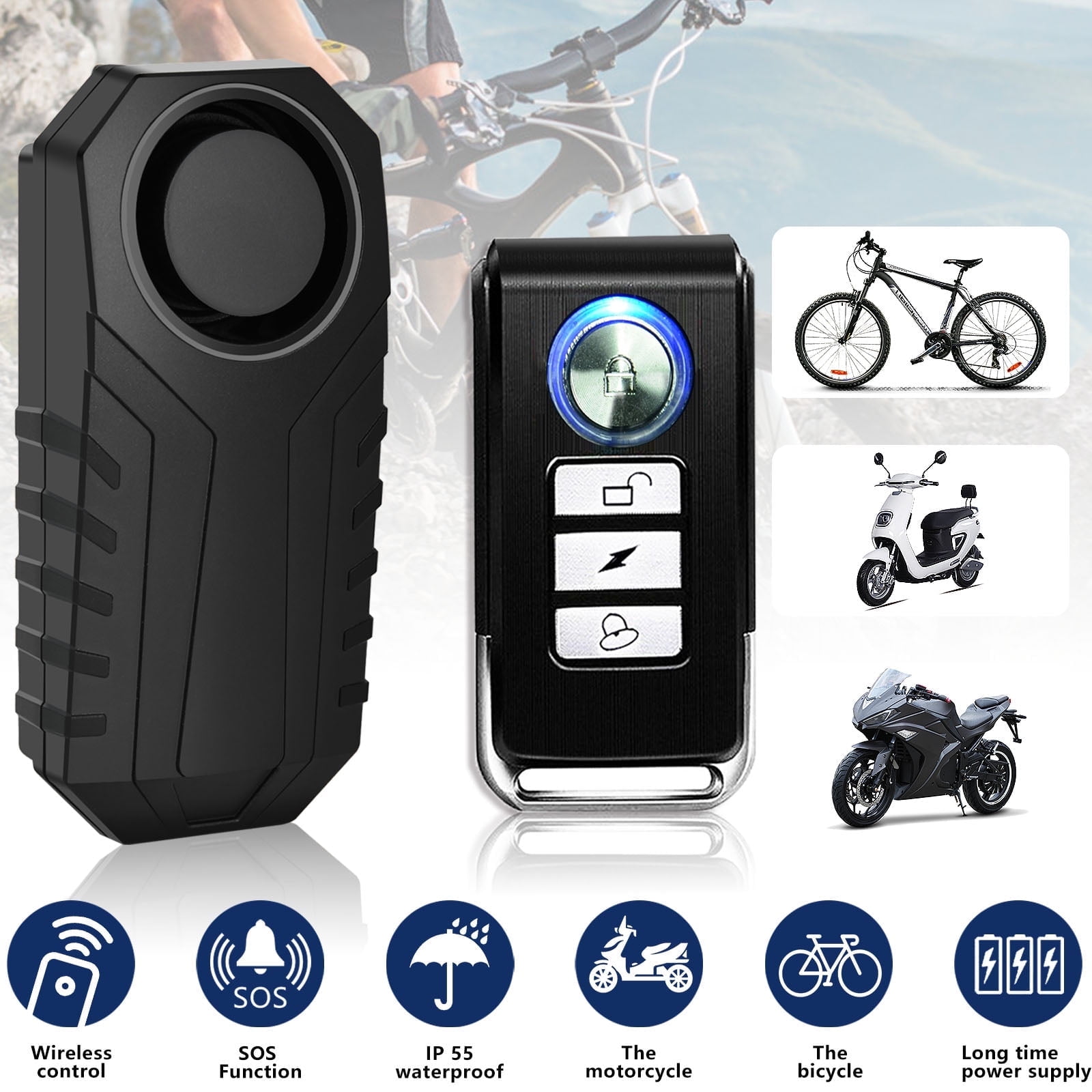 GreenCycle Bike Alarm with Remote, Anti-Theft Vibration Motion Sensor for Bicycle and Electric Scooter (1 Pack, 3.7 in x 1.6 in x 0.8 in) lq4l6