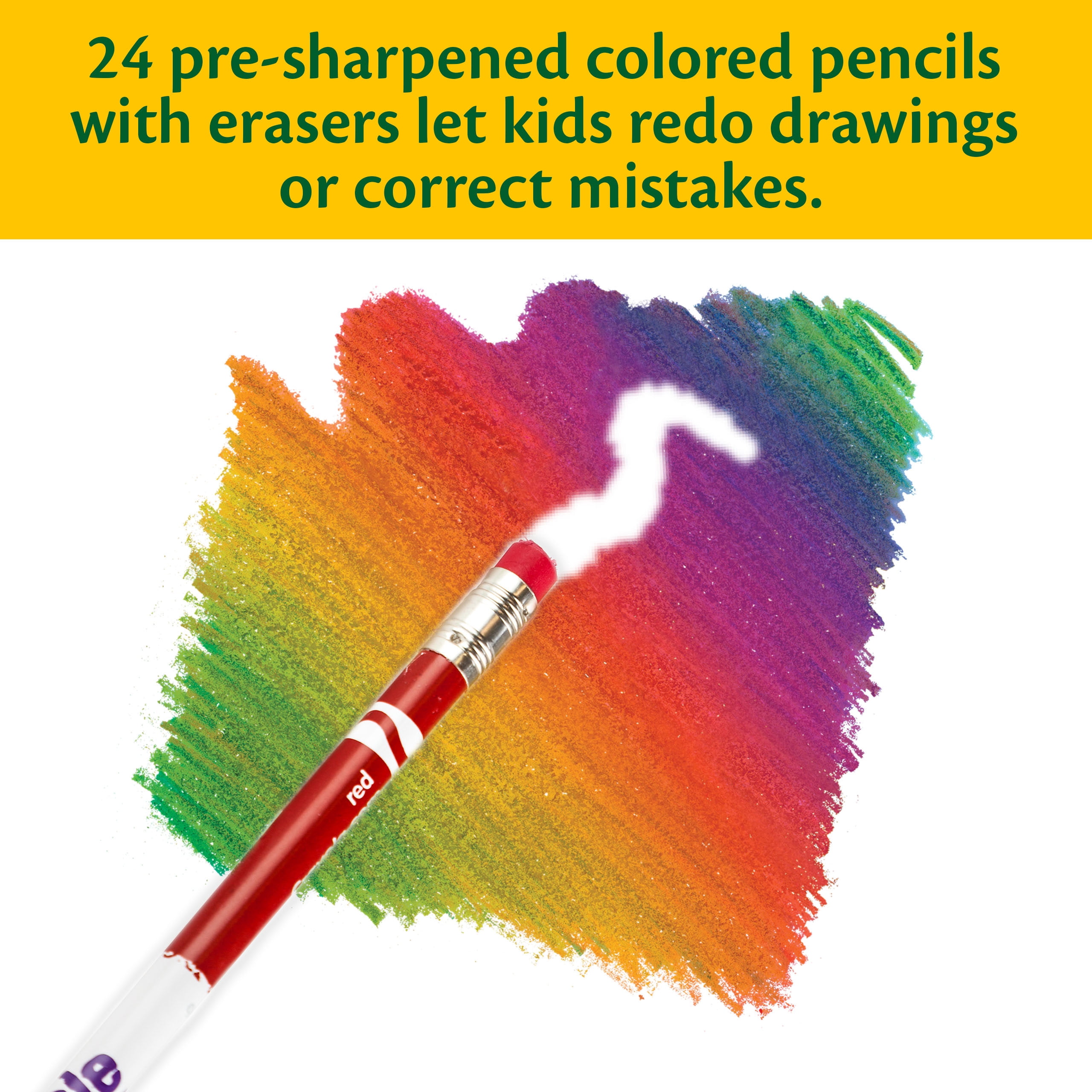 Crayola Erasable Colored Pencils, Vibrant Drawing Art Supplies for Students and Teachers (Assorted Colors, 24 Count) ues0w