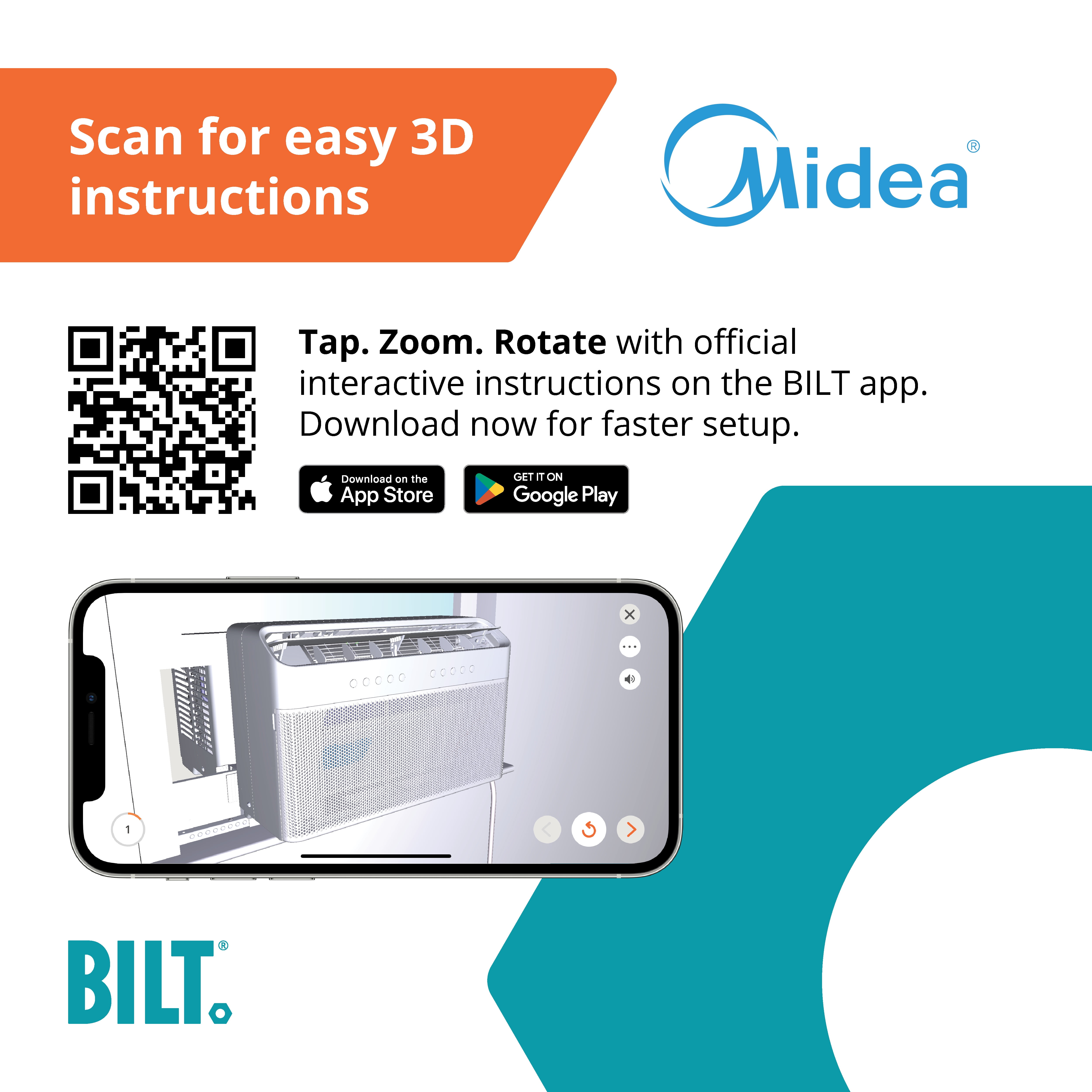 Midea 8,000 BTU Smart Inverter U-Shaped Window Air Conditioner (White, 350 sq ft) t7jnw