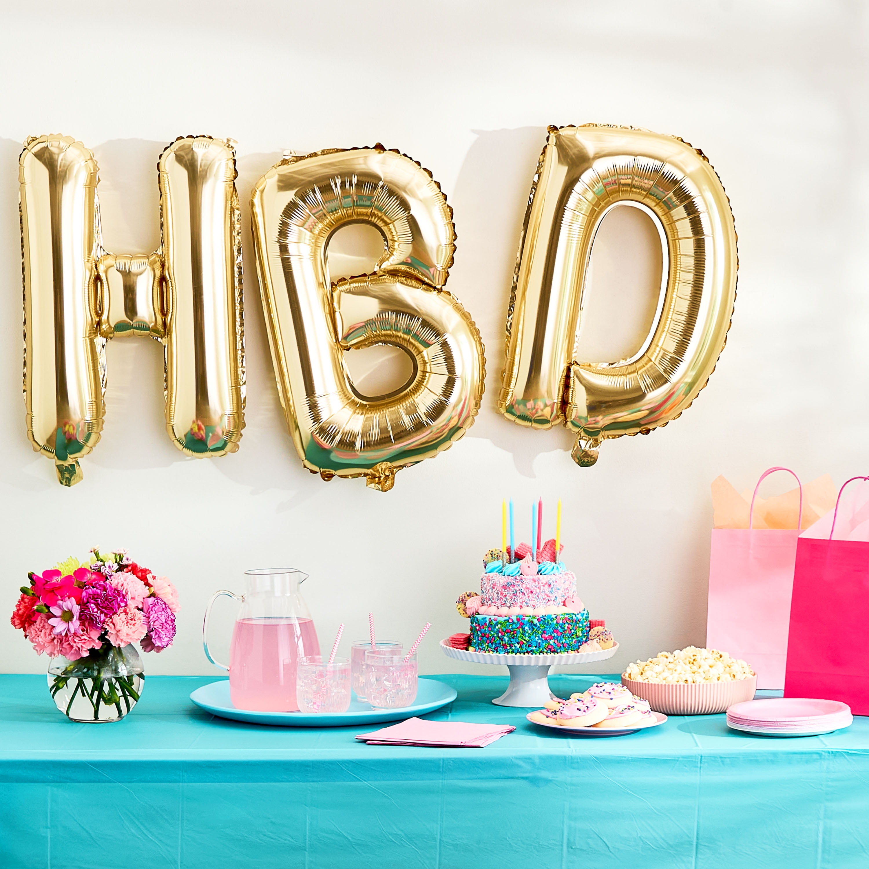 Way To Celebrate Happy Birthday Balloon Banner Kit (Gold, 16 Pieces) giptf