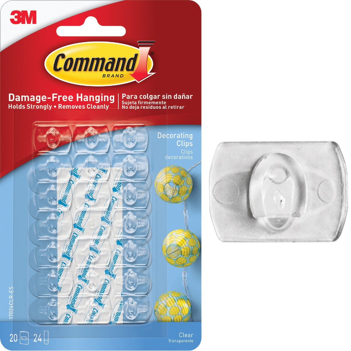Command Mini Decorating Clips, Adhesive Hooks for Damage-Free Hanging (Clear, 20 Clips and 24 Strips) dup3e