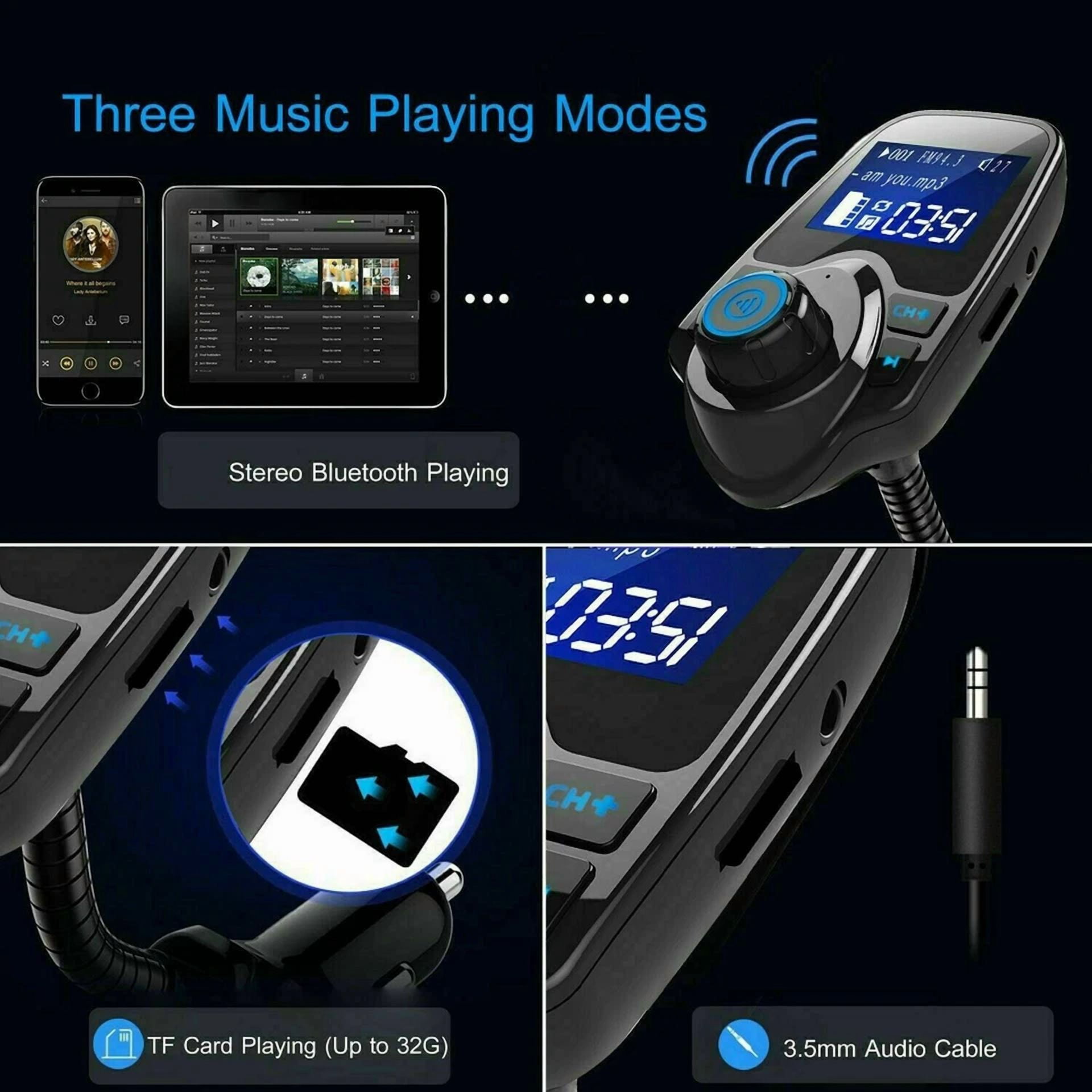 Rhea Bluetooth FM Transmitter Wireless Radio Adapter Car Kit (Dual USB Charger) ykbal