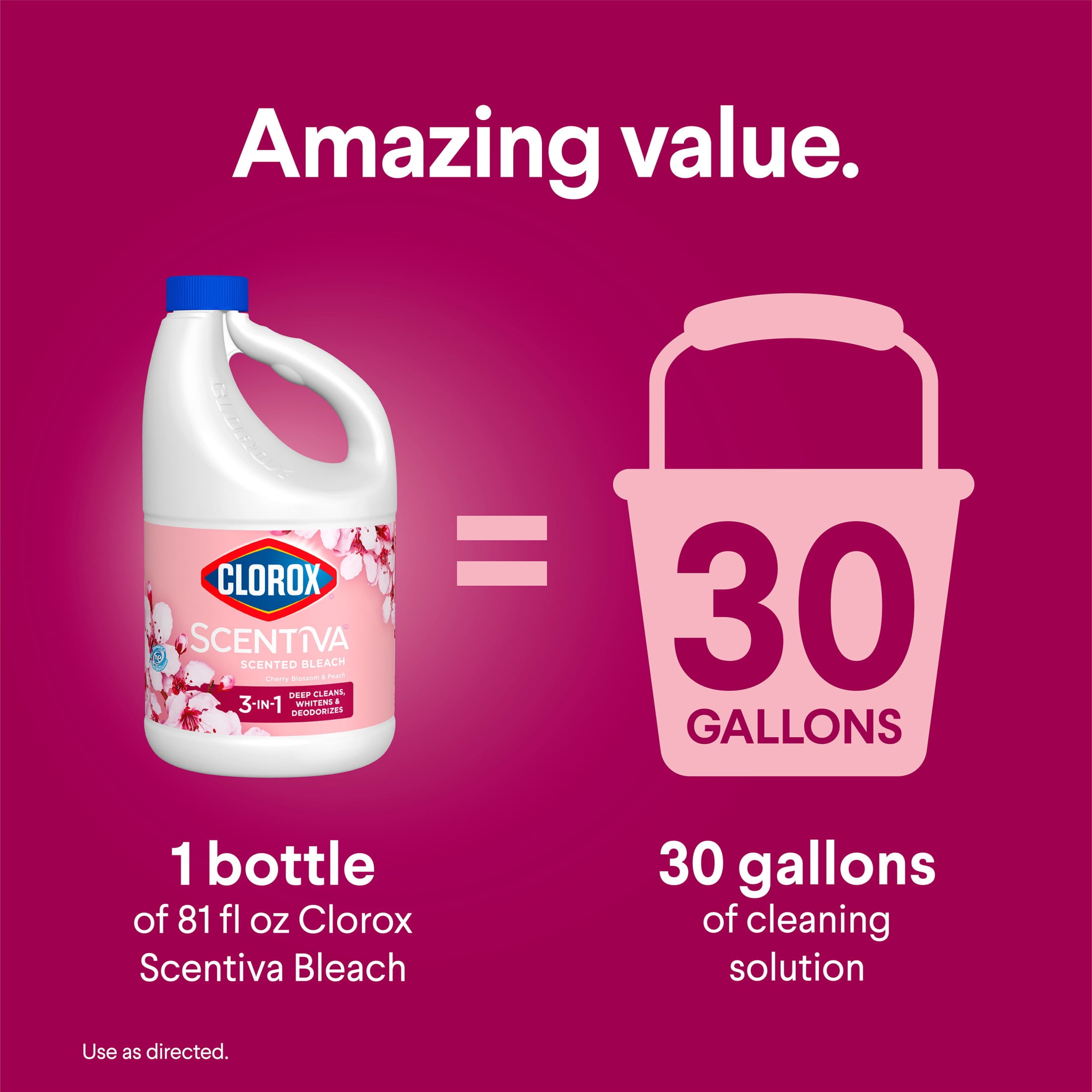Clorox Scentiva Scented Bleach, Cherry Blossom and Peach, Deep Cleaning and Whitening Formula (81 fl oz) 3zoe2
