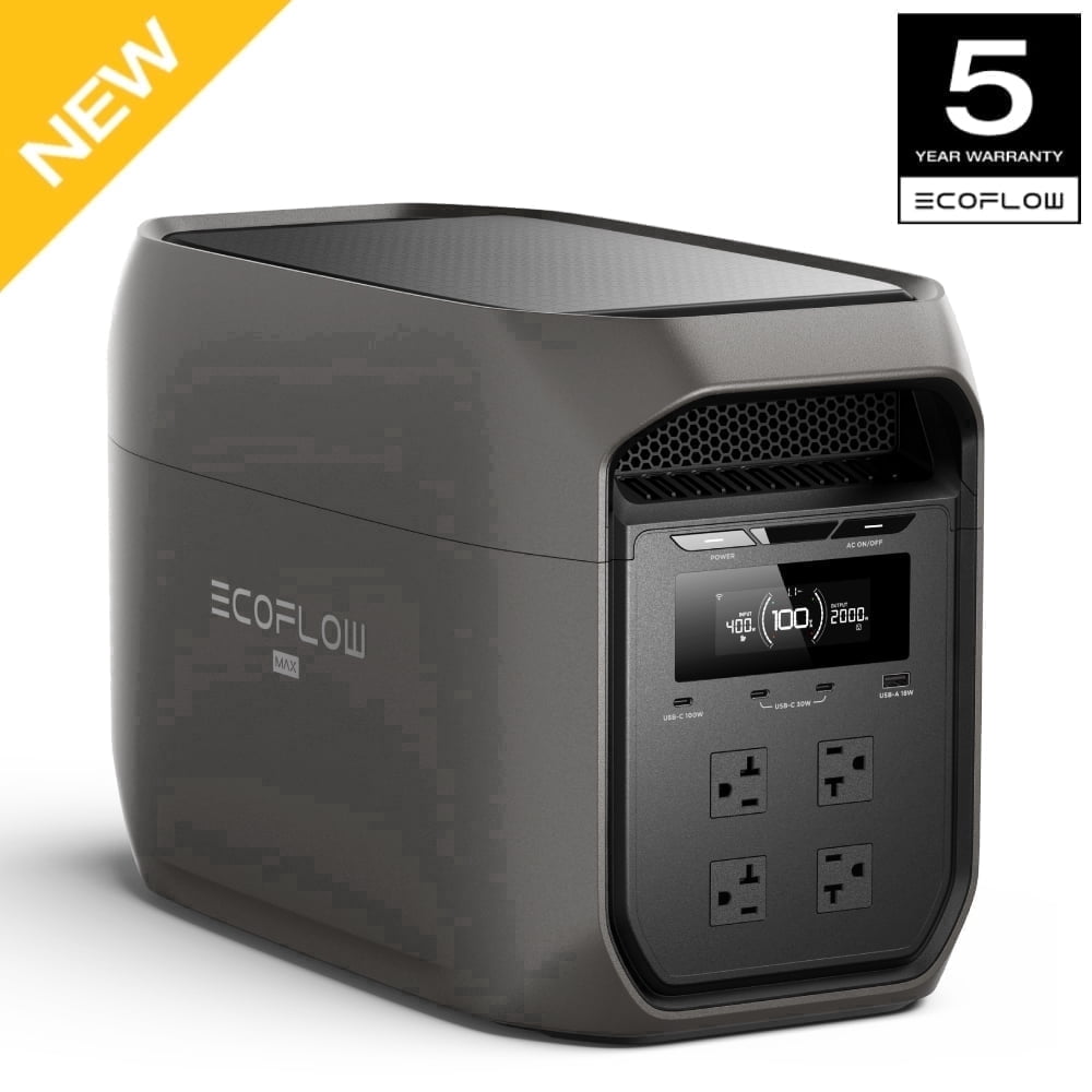 EF EcoFlow DELTA 3 Max Portable Power Station, High-Capacity Solar Generator for Home Backup & RV (Black, 2048Wh) 44msc