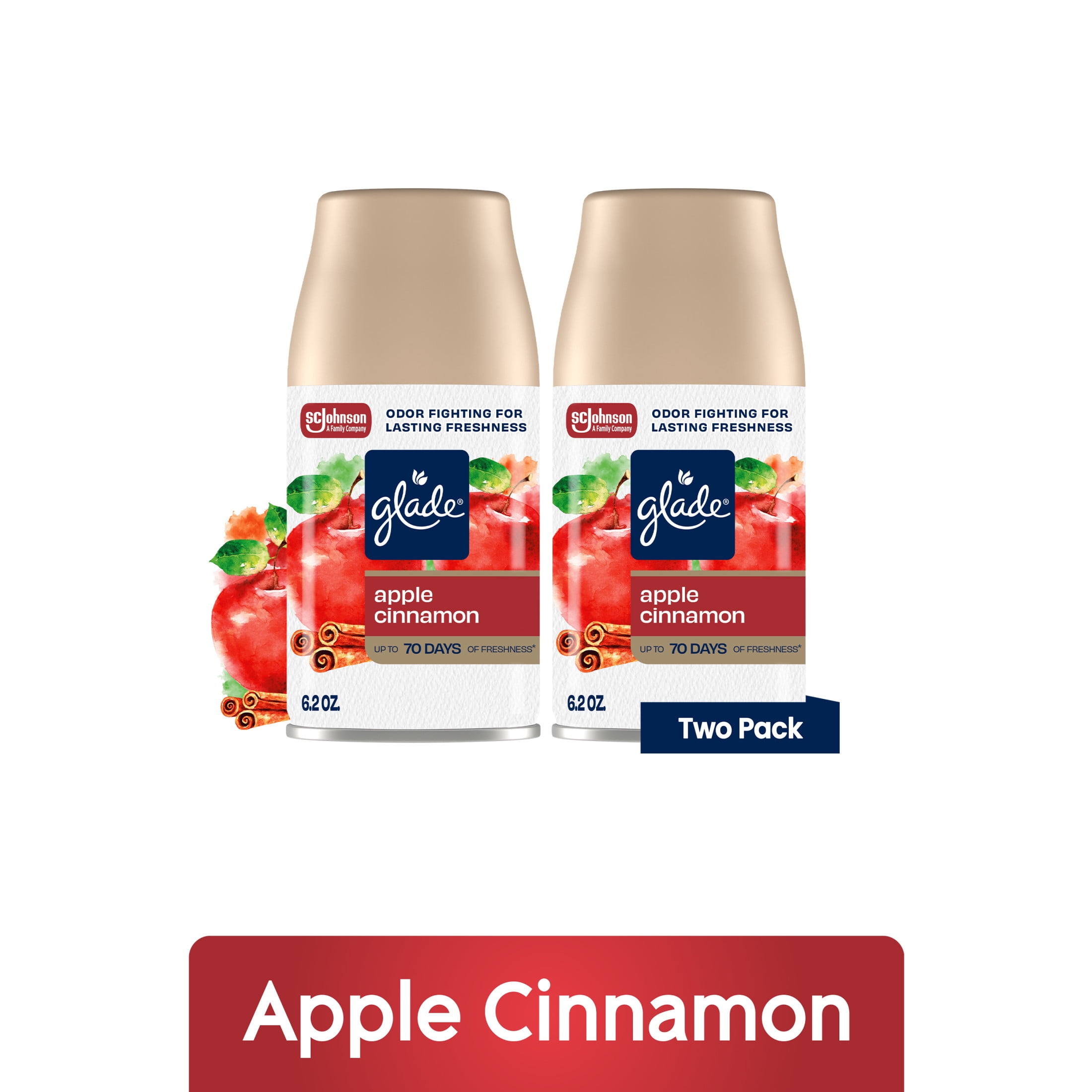 Glade Automatic Spray Air Freshener Refill, Apple Cinnamon Scent, Long-Lasting Fragrance (2 Count, 12.4 oz) z4j7f
