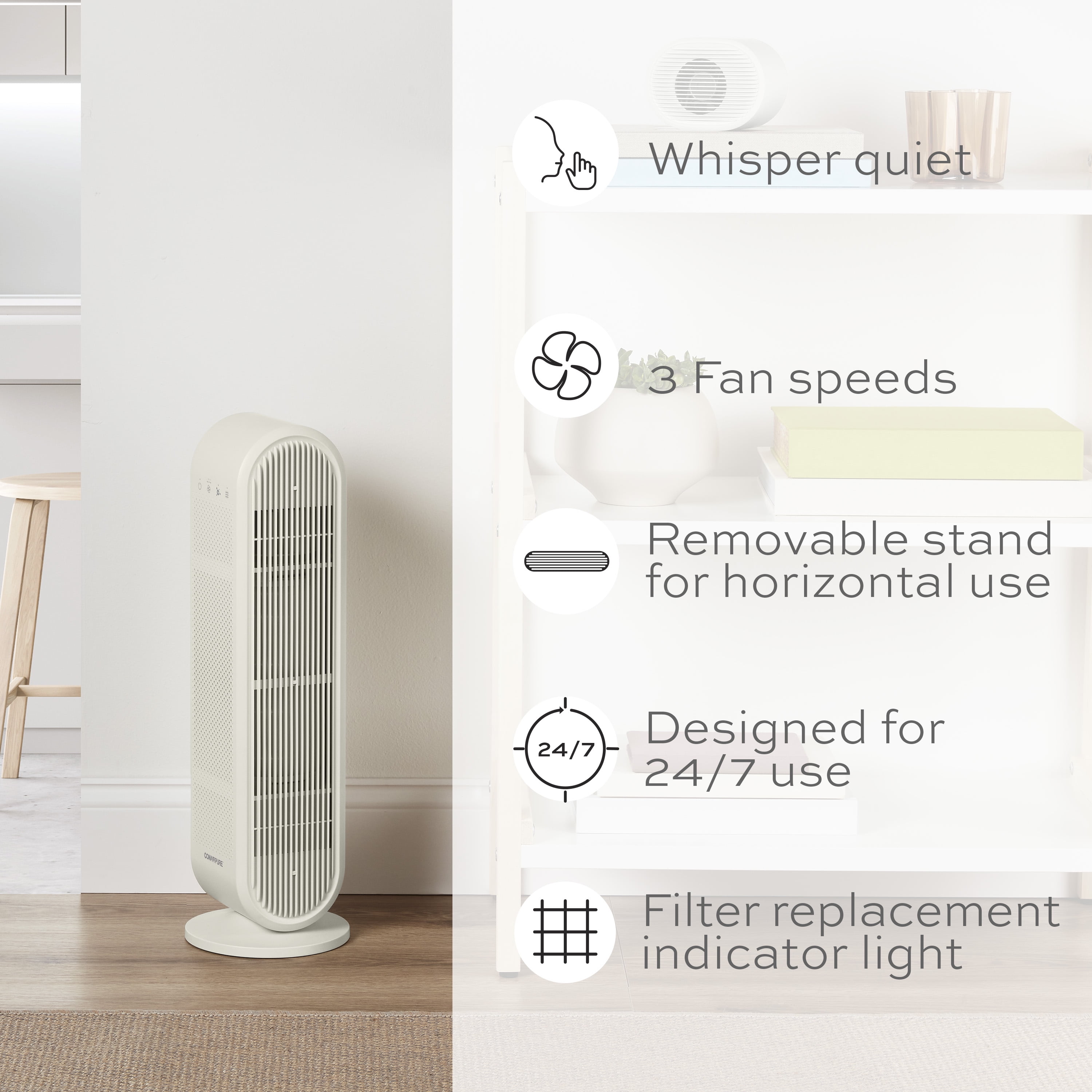Conair ConairPure Medium Room Air Purifier with True HEPA Filtration (200 sq. ft.) g6ri7