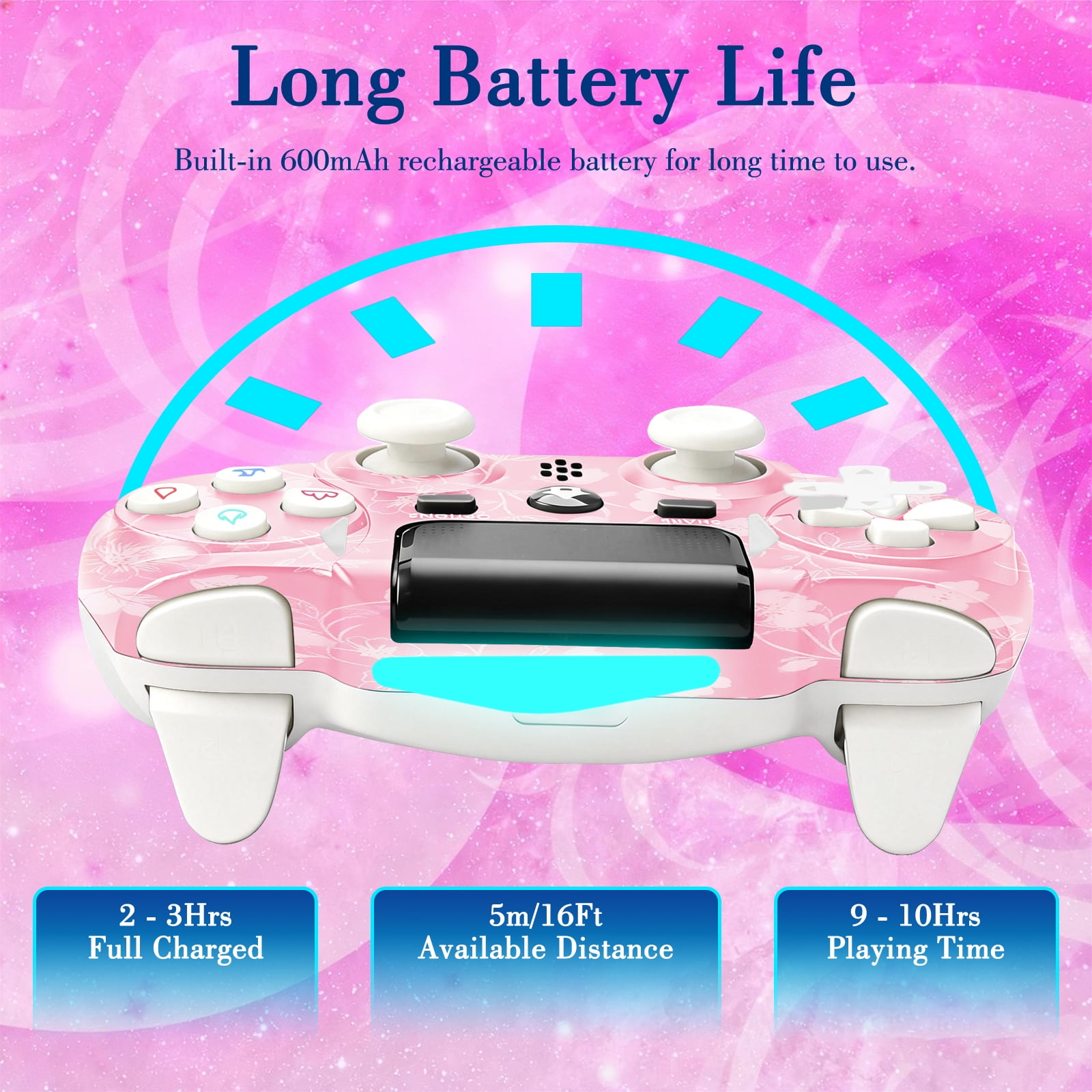 YUOY Wireless Gaming Controller for P4, P4 Slim, P4 Pro and PC (Pink Cherry, 1 Count) z38lr