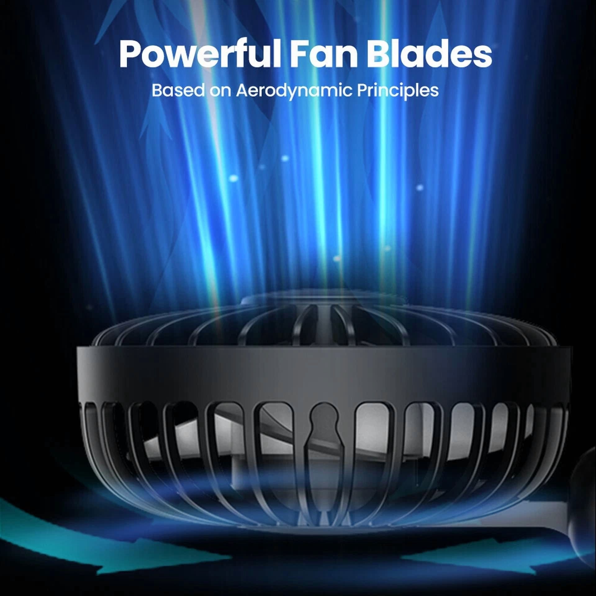KLYNE Hand-Held Portable Fan USB Rechargeable Cooling Device (Black, 6 in) 21bdj