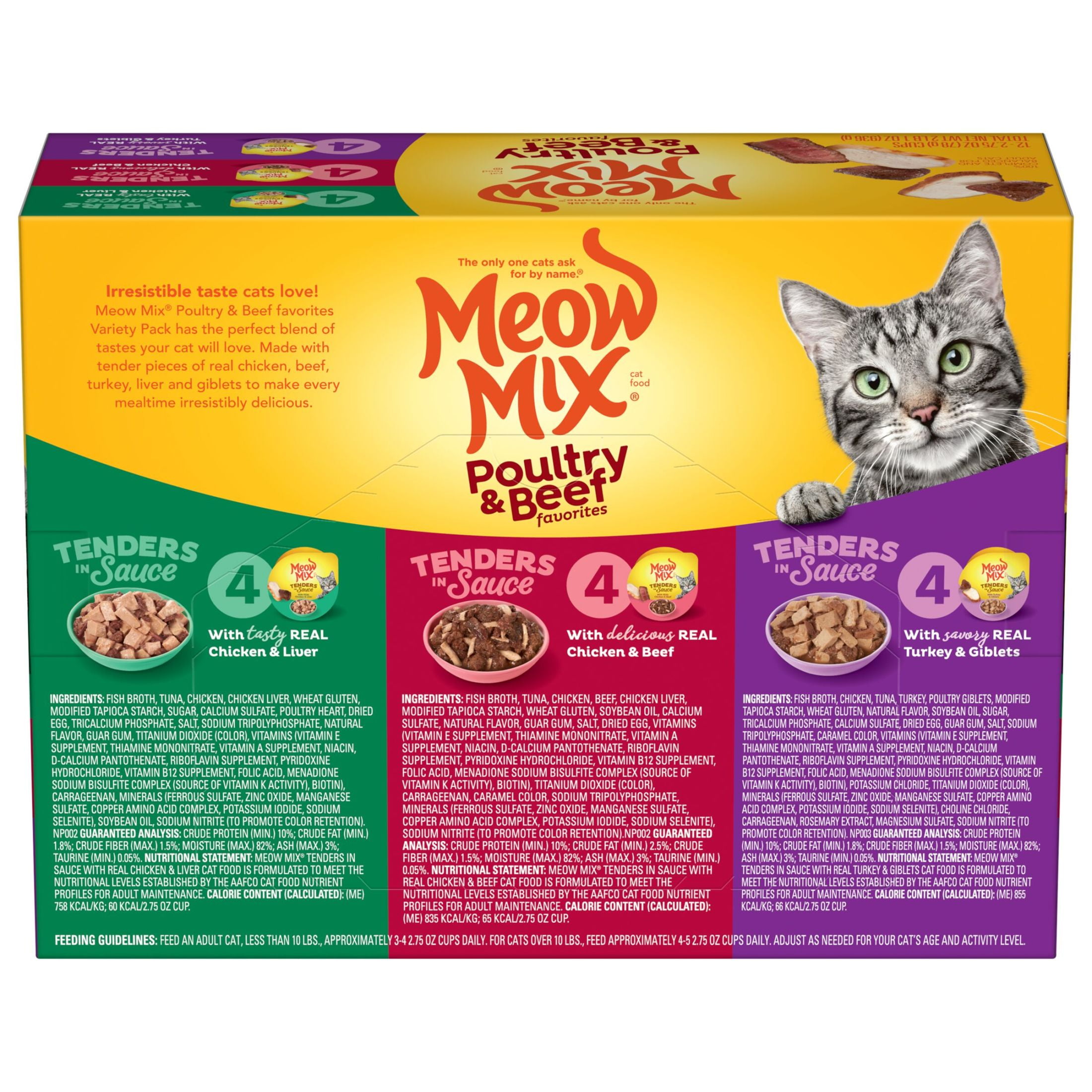 Meow Mix Tender Favorites Poultry & Beef Variety Pack Wet Cat Food (Multi-Flavor, 12 Pack of 2.75 oz) aurfr