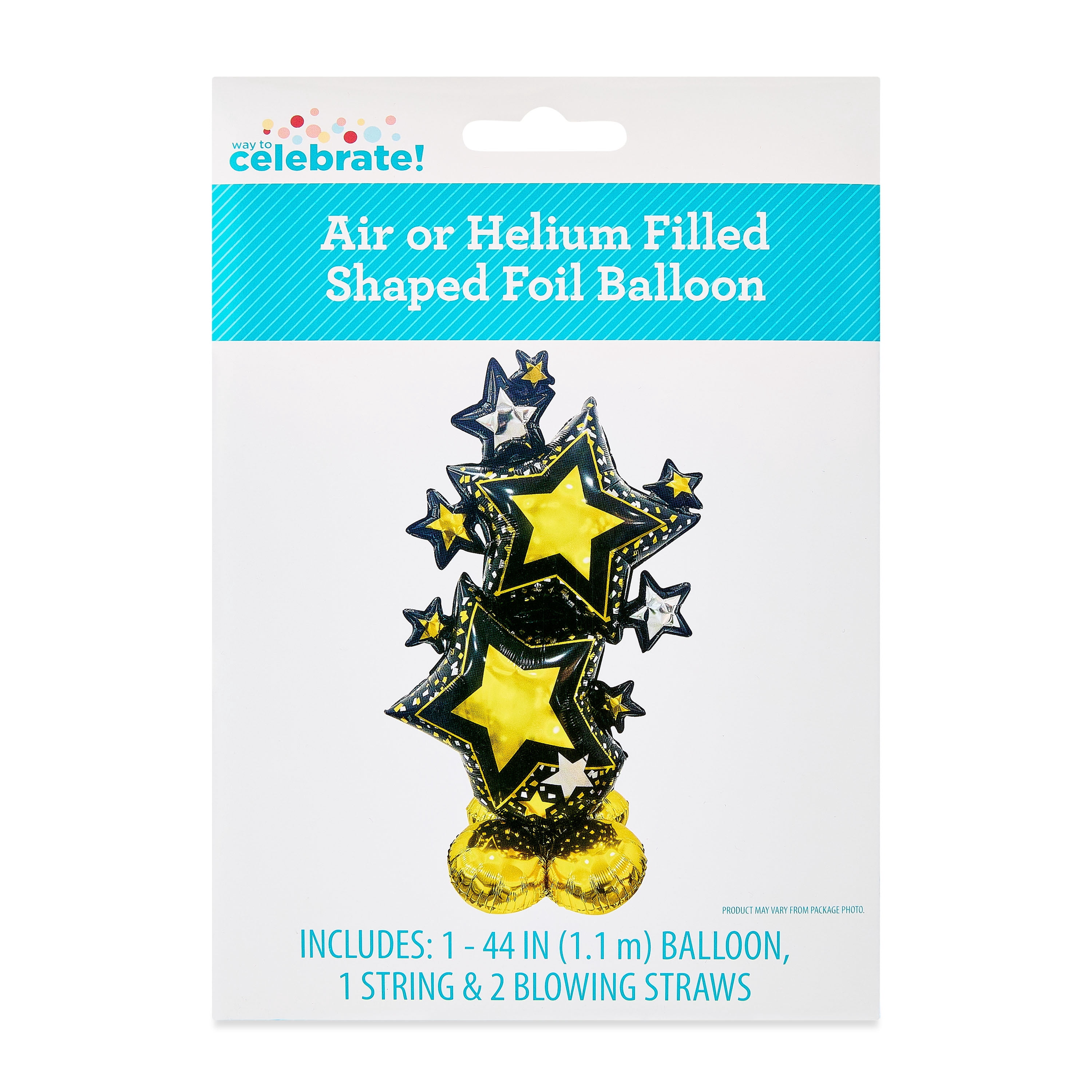 Way To Celebrate Star Balloon Decoration (Black/Gold, 29 in) pdwc1