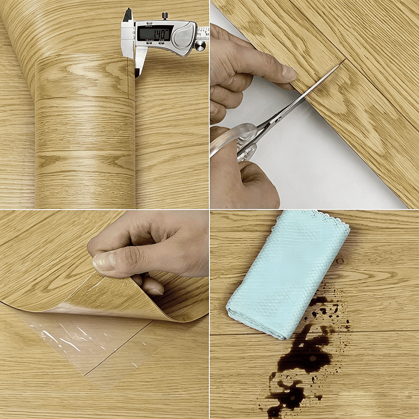 Lxcreat Peel and Stick Vinyl Flooring Roll, Durable Self-Adhesive Wood Grain Floor Tiles (Brown, 15.7 in x 118 in) no27t