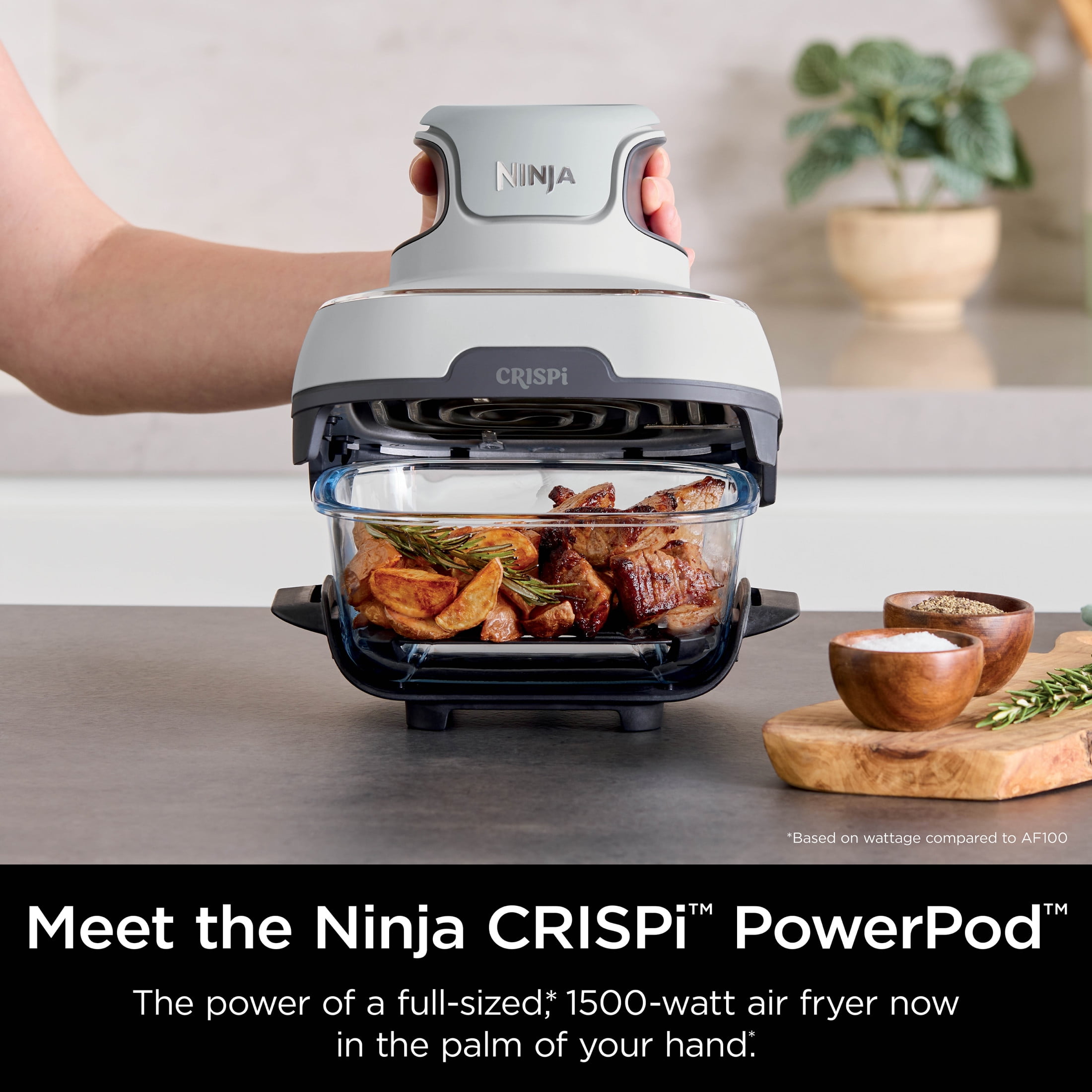 Ninja Crispi Glass Air Fryer 3-in-1 Portable Countertop Oven (White, 4 qt) iggs7