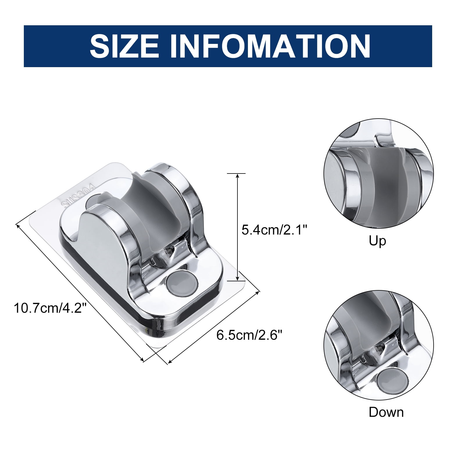 Uxcell Shower Head Holder Adhesive Adjustable Wall Mount Bracket (Silver, 4.2 in x 2.6 in x 2.1 in) u2hnw