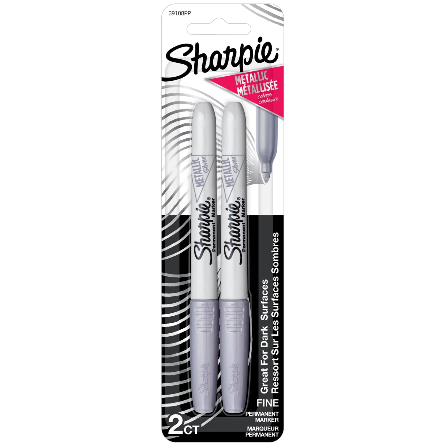 Sharpie Metallic Permanent Markers, Fine Point, Fade-Resistant Ink (Silver, 2 Count) byhg1