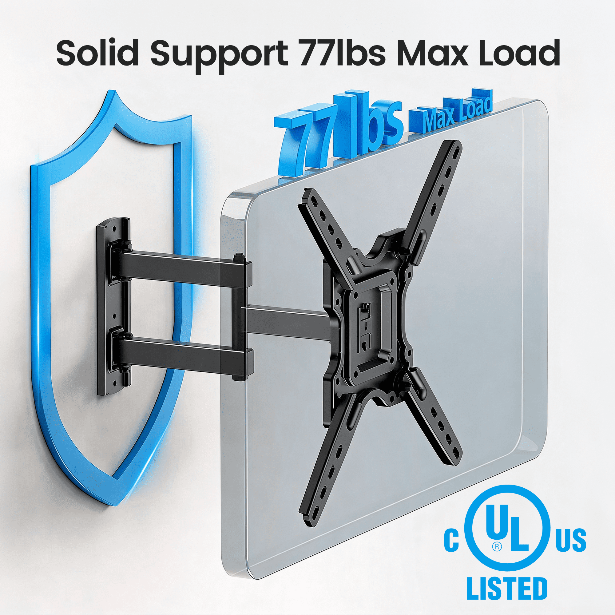 MountFTV Full Motion TV Wall Mount Bracket for 26-65 inch TVs (Articulating, Tilt, Swivel, 77 lb Capacity) x08tj