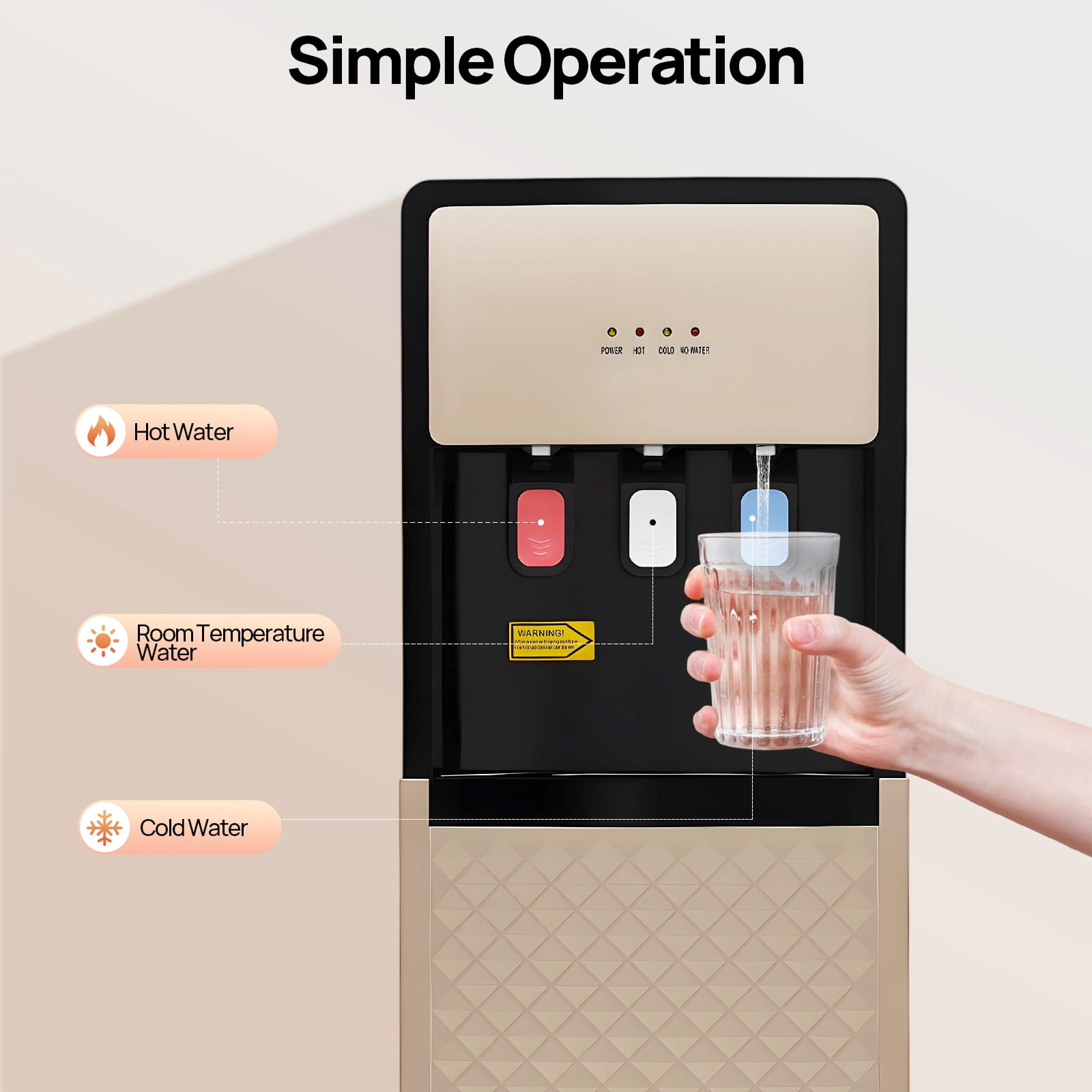 ChicHomey Bottom Loading Water Dispenser, Electric Water Cooler with 3 Temperature Settings (Champaign Gold) w01ly