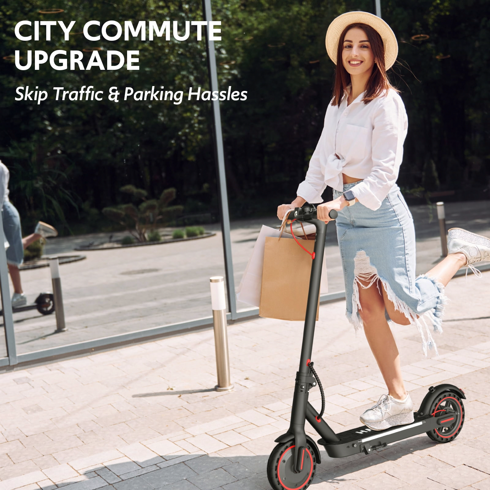 Hapali Electric Scooter for Adults, Folding E-Scooter with 550W Motor and Side Lights (Black, 31 lb) ifkkp