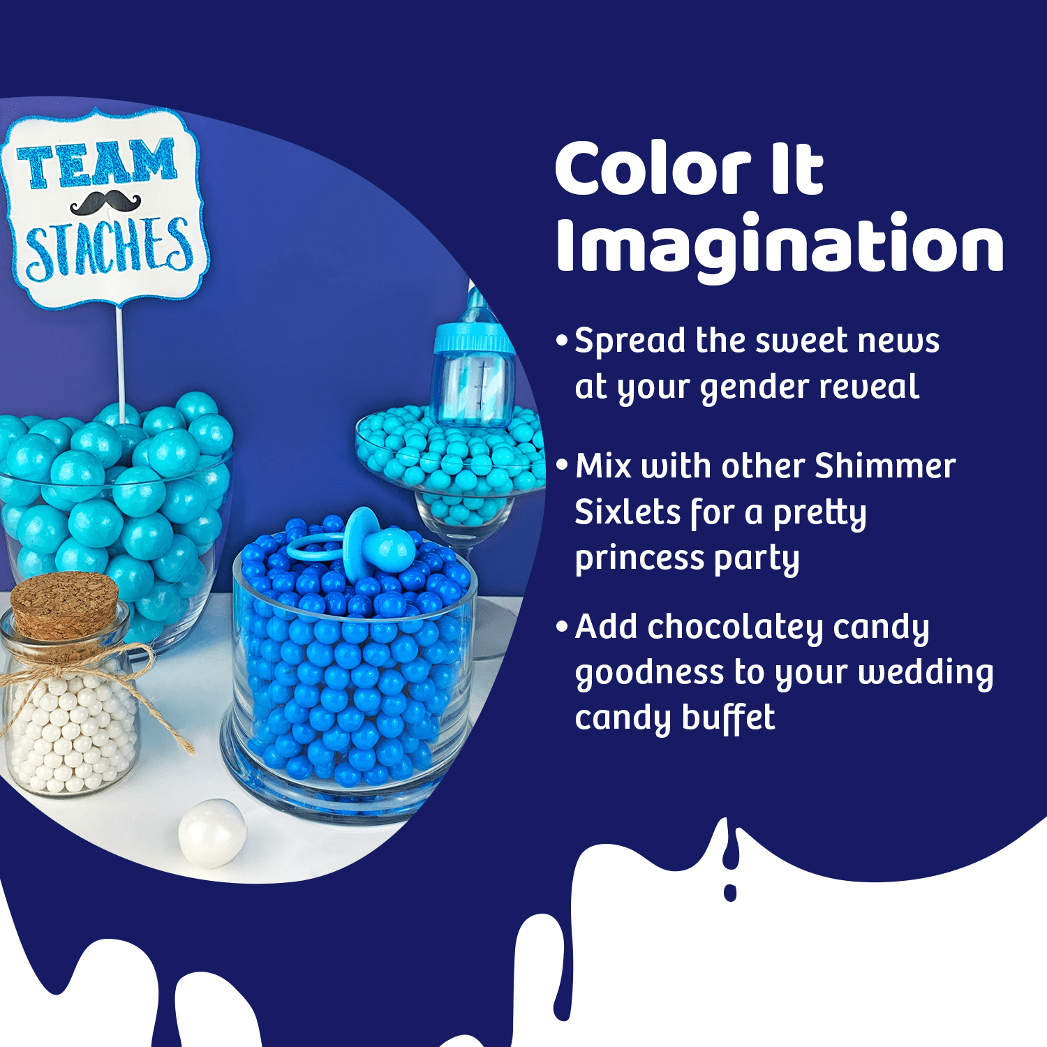 A Birthday Place Shimmer Bright Powder Blue Sixlets Decorative Candy (Blue, 2 lb) uhiri