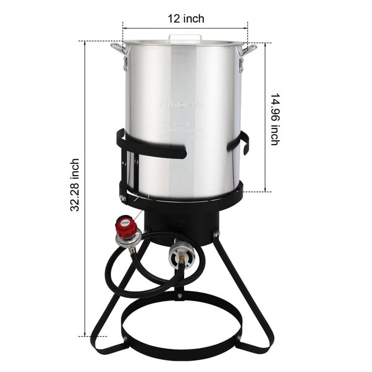 AMEEL Outdoor Gas Fryer Cooking Station with 30qt and 10qt Pots (Black, 13 in x 32 in) o1q1e