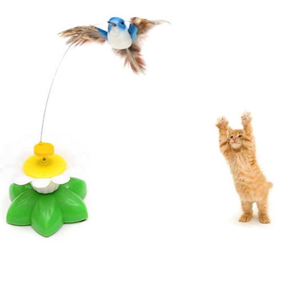 GERsome Interactive Cat Toy Tumbler (Spinning Bird Teaser, Extra Long Feather Wand) munxv