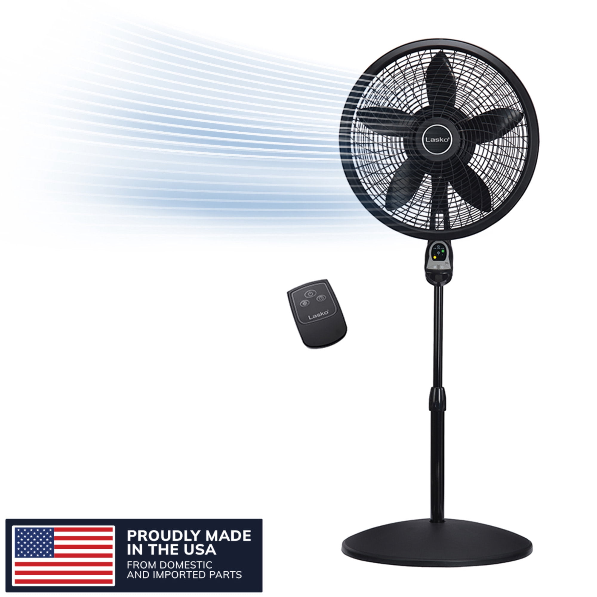 Lasko Cyclone Oscillating Pedestal Fan with Remote, Adjustable Height, Quiet Cooling (Black, 2-Pack, 18 in) piiu3