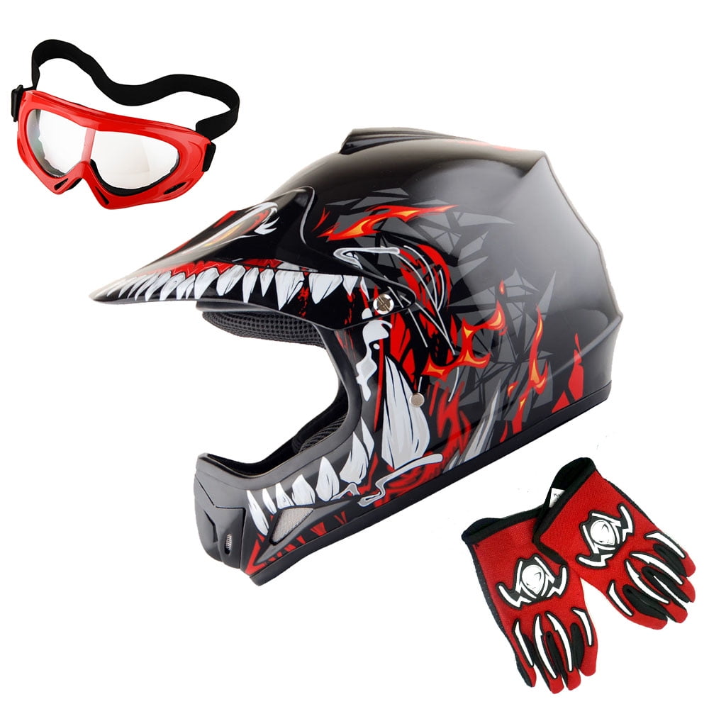Wow! Youth Motocross Helmet Goggles and Gloves Set (Red, Small) p3xrz